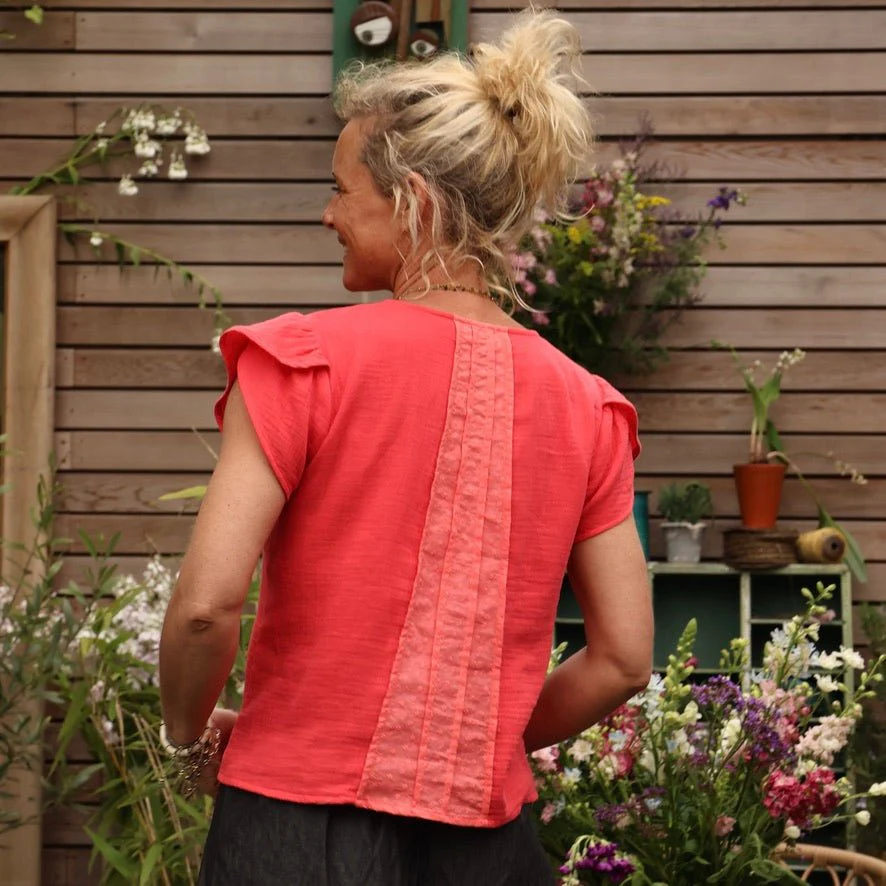 Blouse Sacha - double gaze de coton rose gourmand - Image 6
