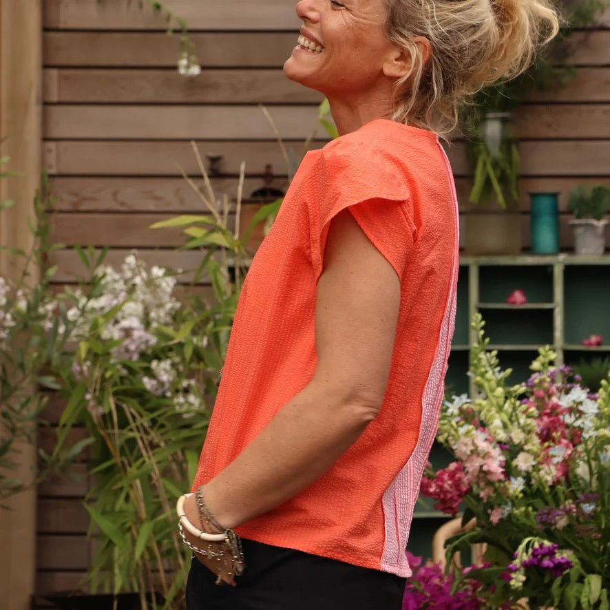 Blouse Sacha - seersucker de coton orange - Image 5