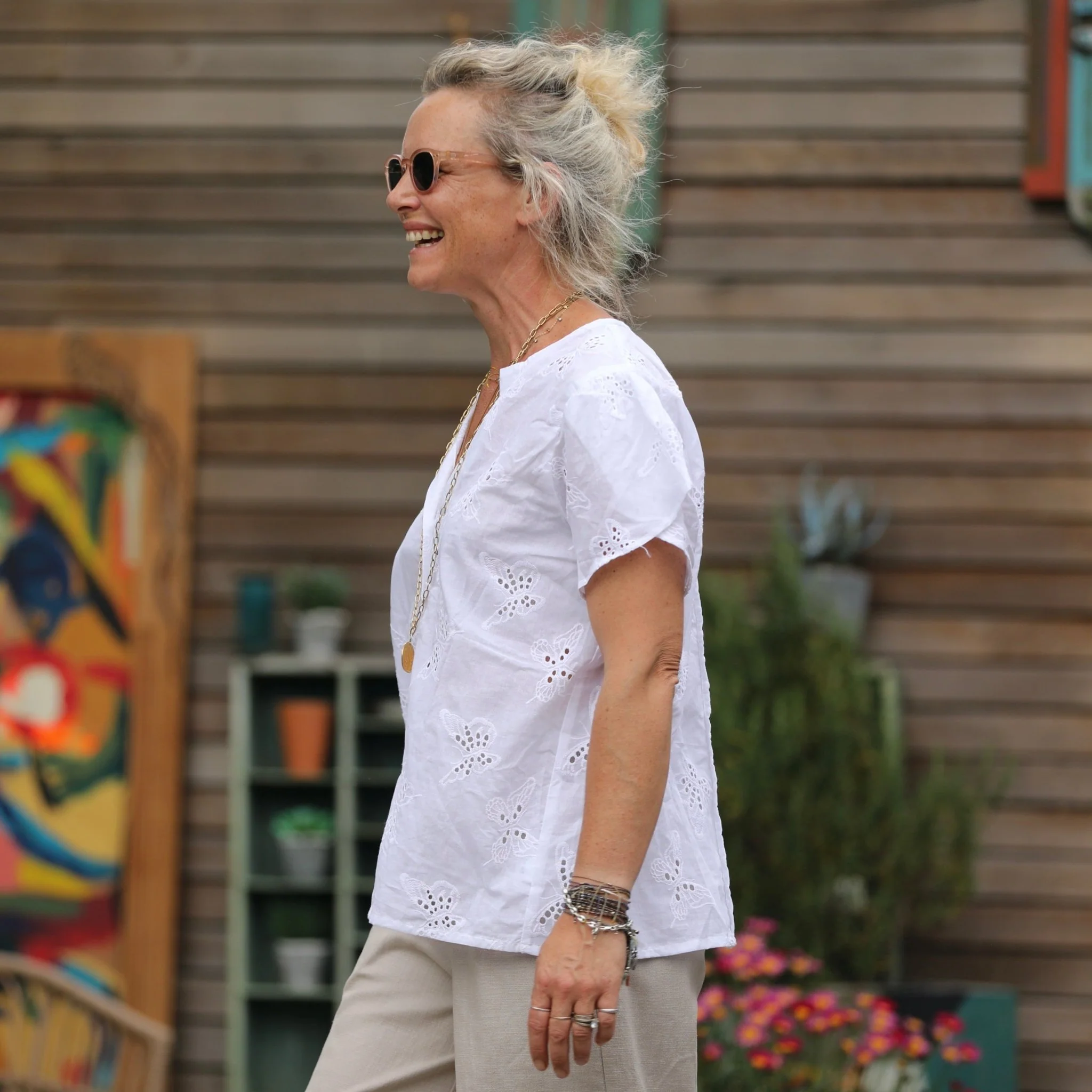 Blouse Sacha - voile de coton papillons blanc - Image 4
