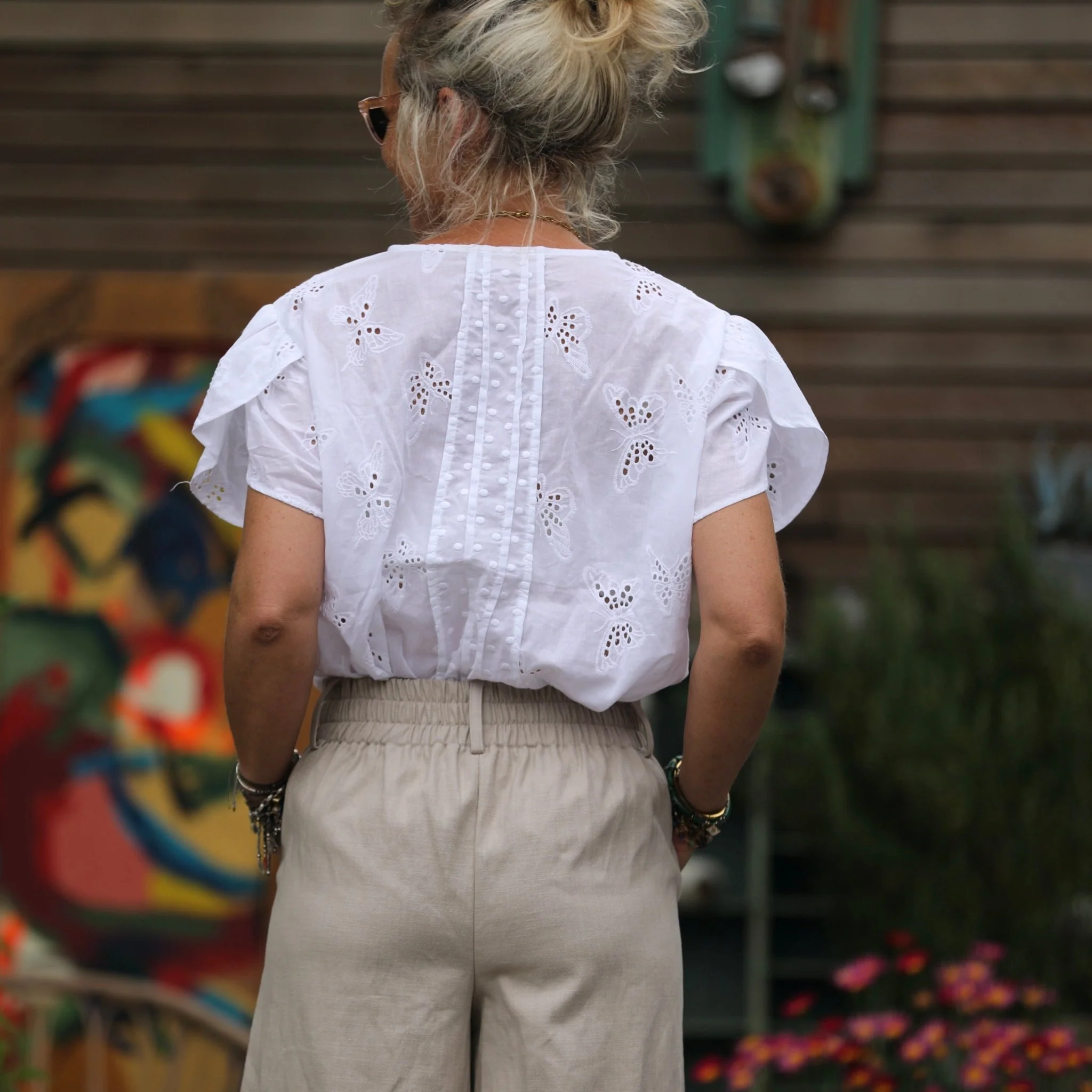 Blouse Sacha - voile de coton papillons blanc - Image 5