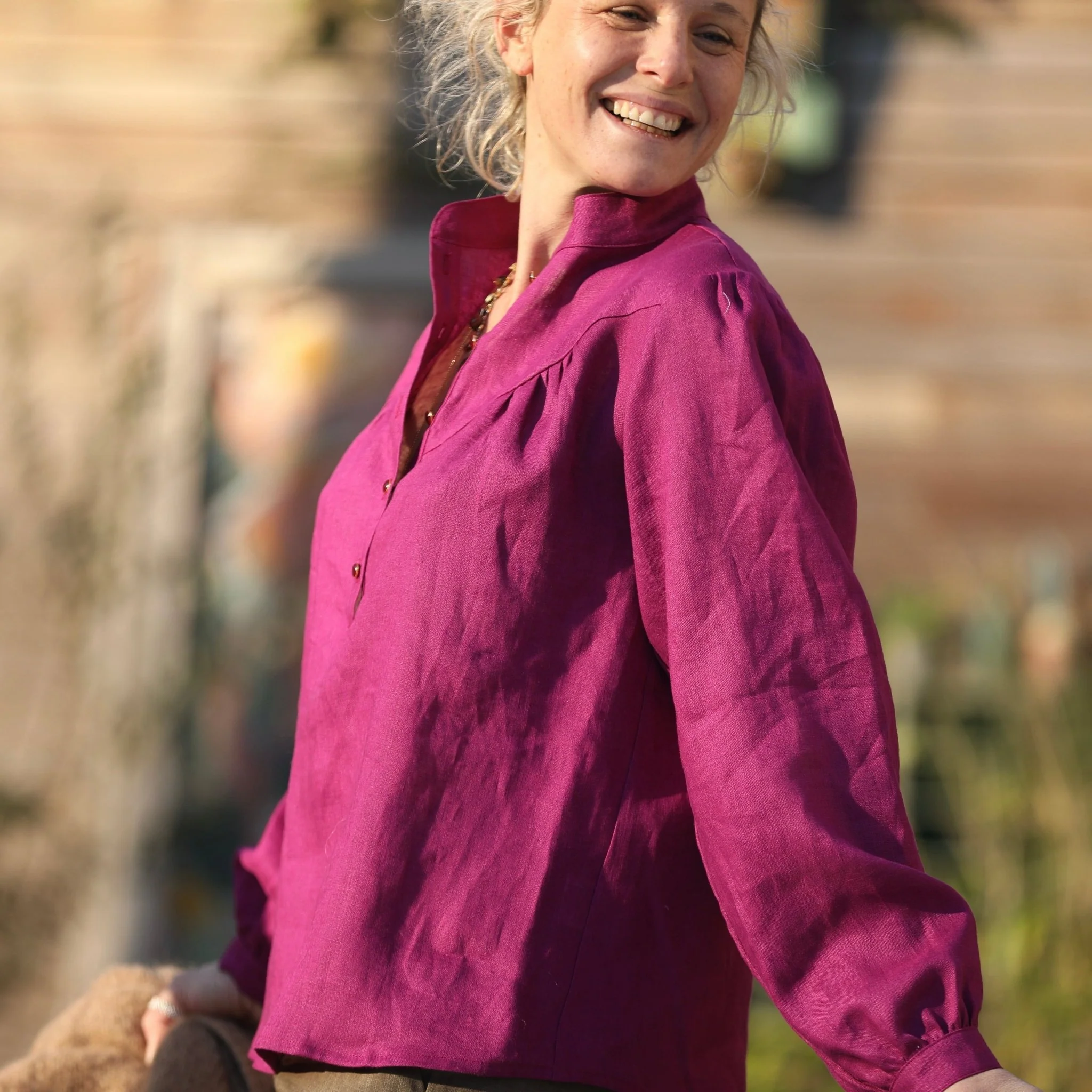 Blouse Thémis - lin bougainvillier - Image 9
