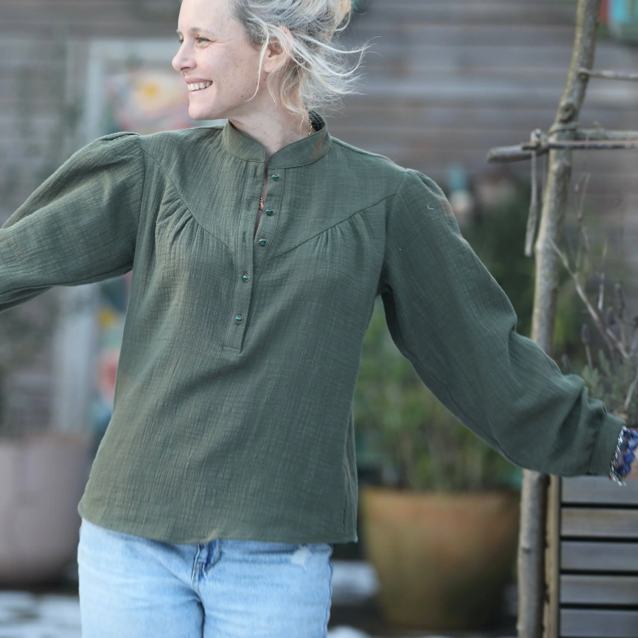 Blouse Thémis - armuré/double gaze kaki - Image 5