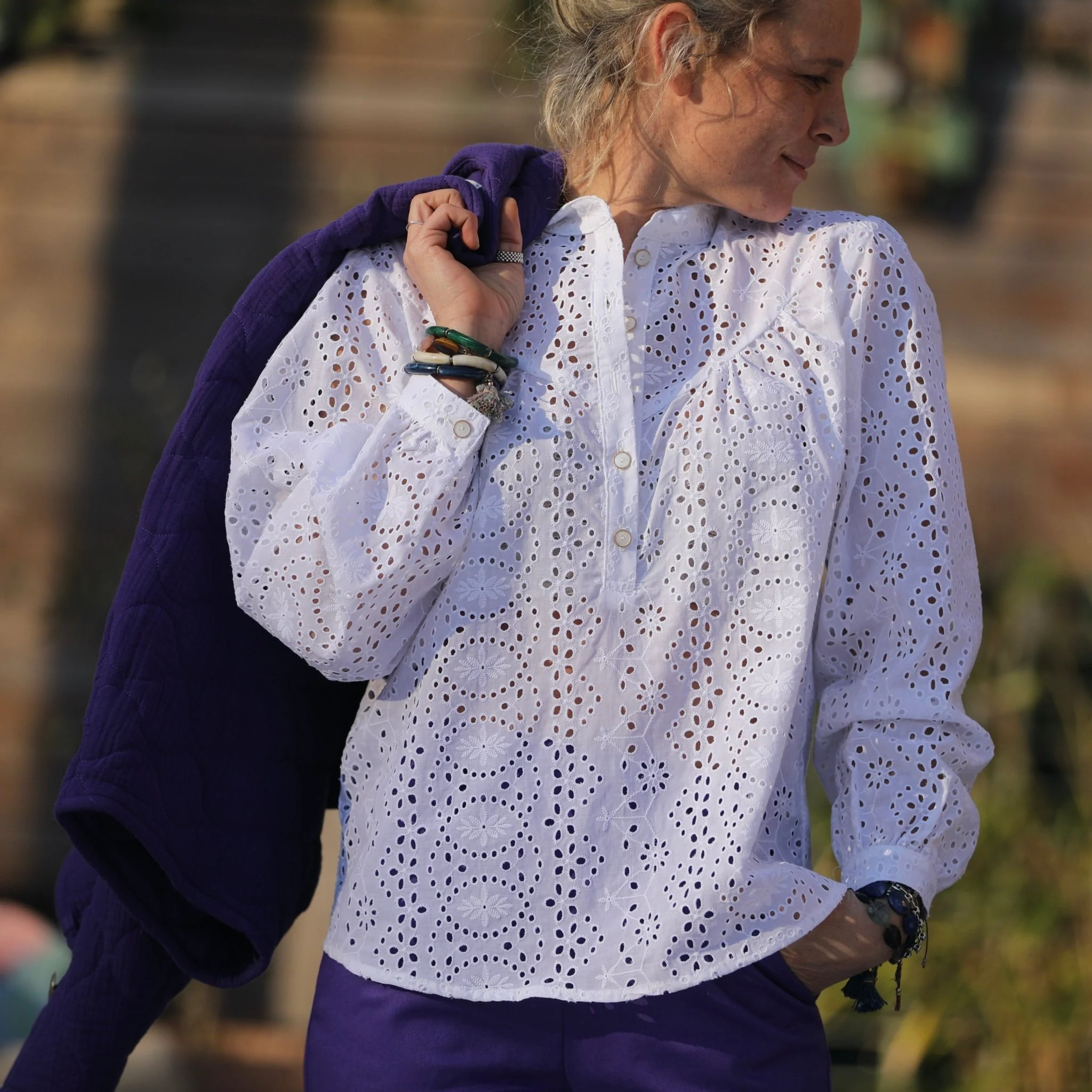 Blouse Thémis - broderie fleurie blanc cassé - Image 11