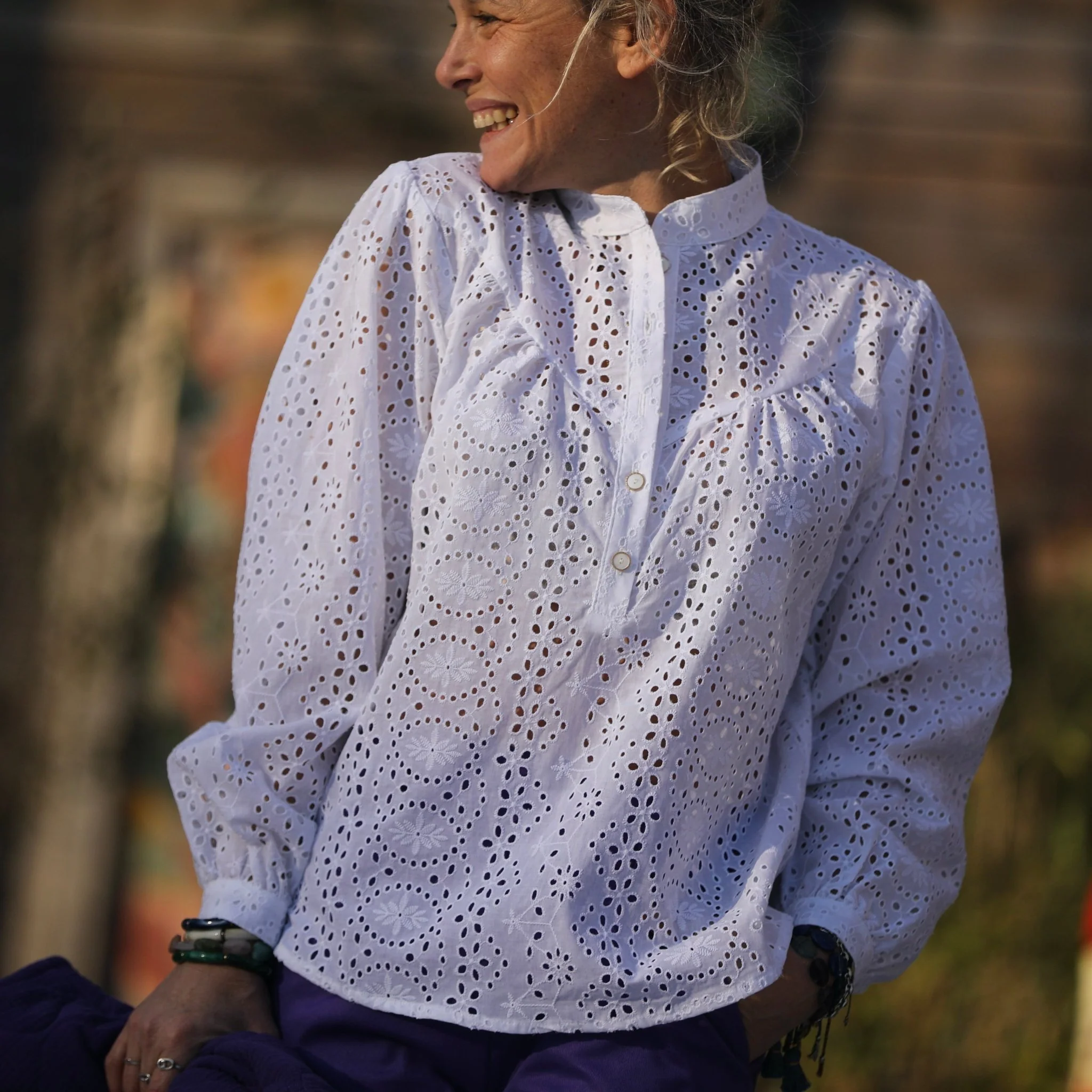 Blouse Thémis - broderie fleurie blanc cassé - Image 3