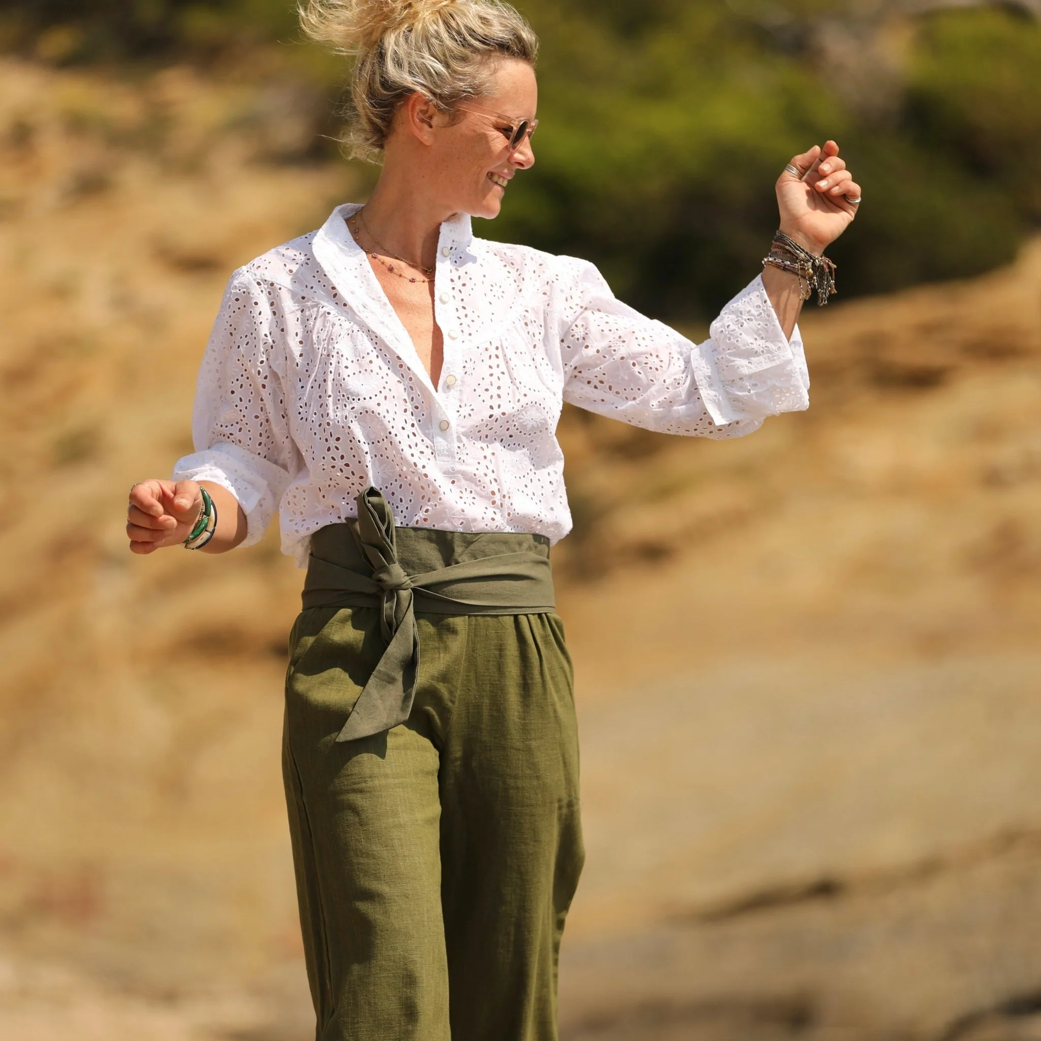Blouse Thémis - broderie fleurie blanc cassé - Image 5