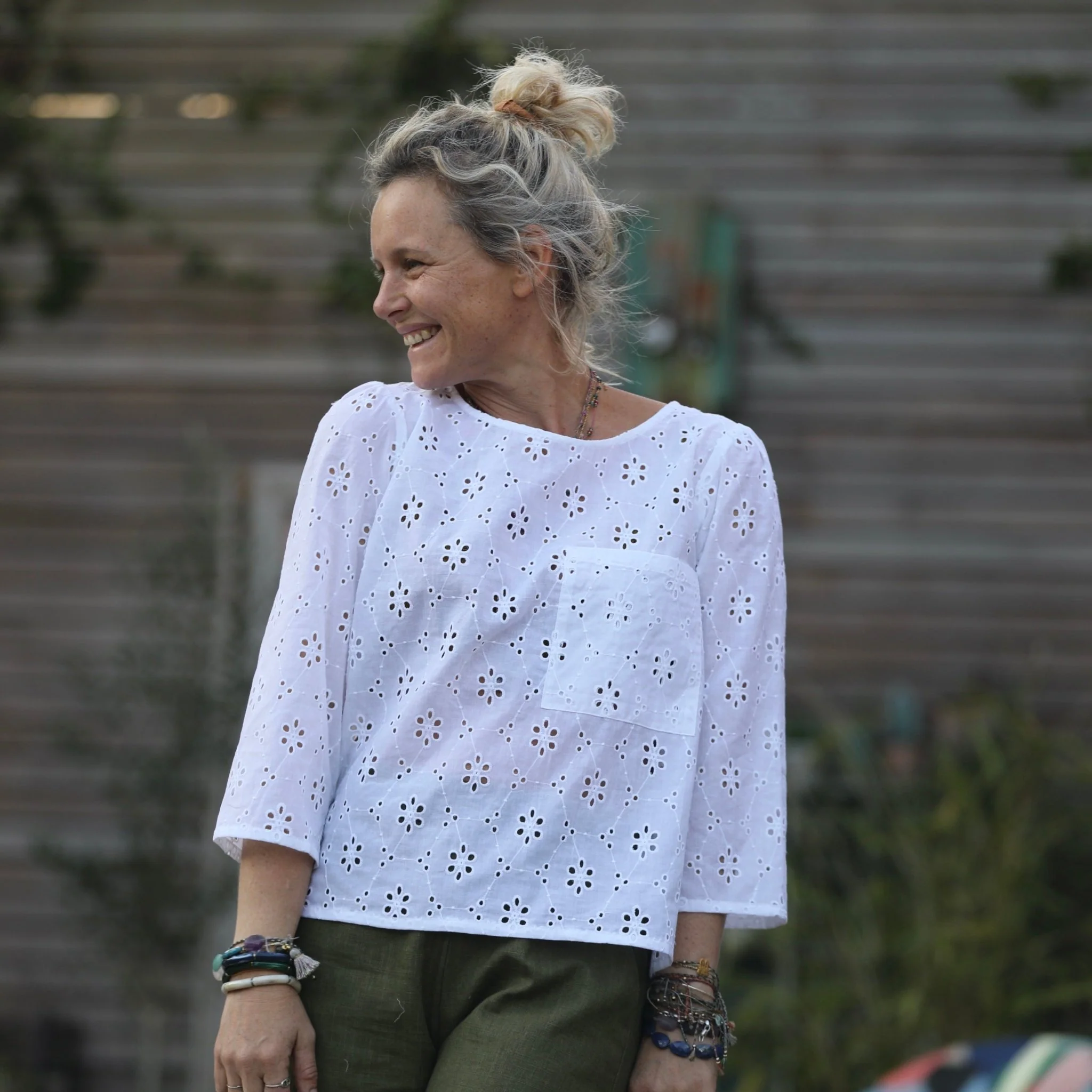 Blouse Toscane - voile brodé fleuri ajouré - Image 6