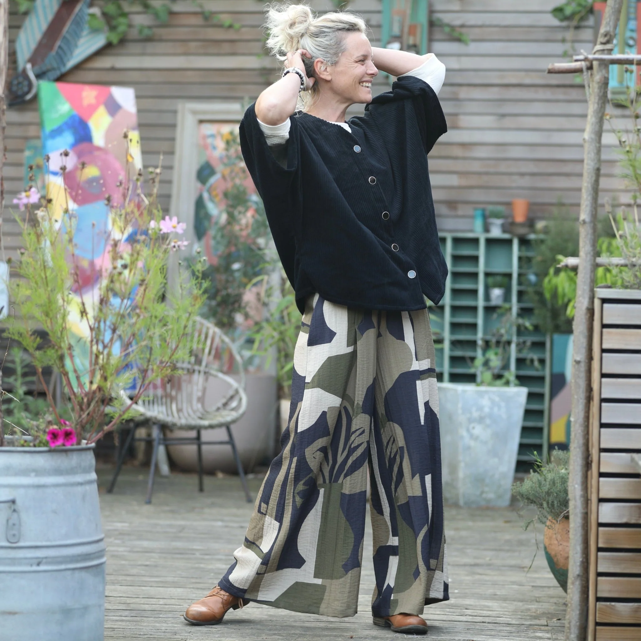 Veste kimono Yoko - velours côtelé noir - Image 5