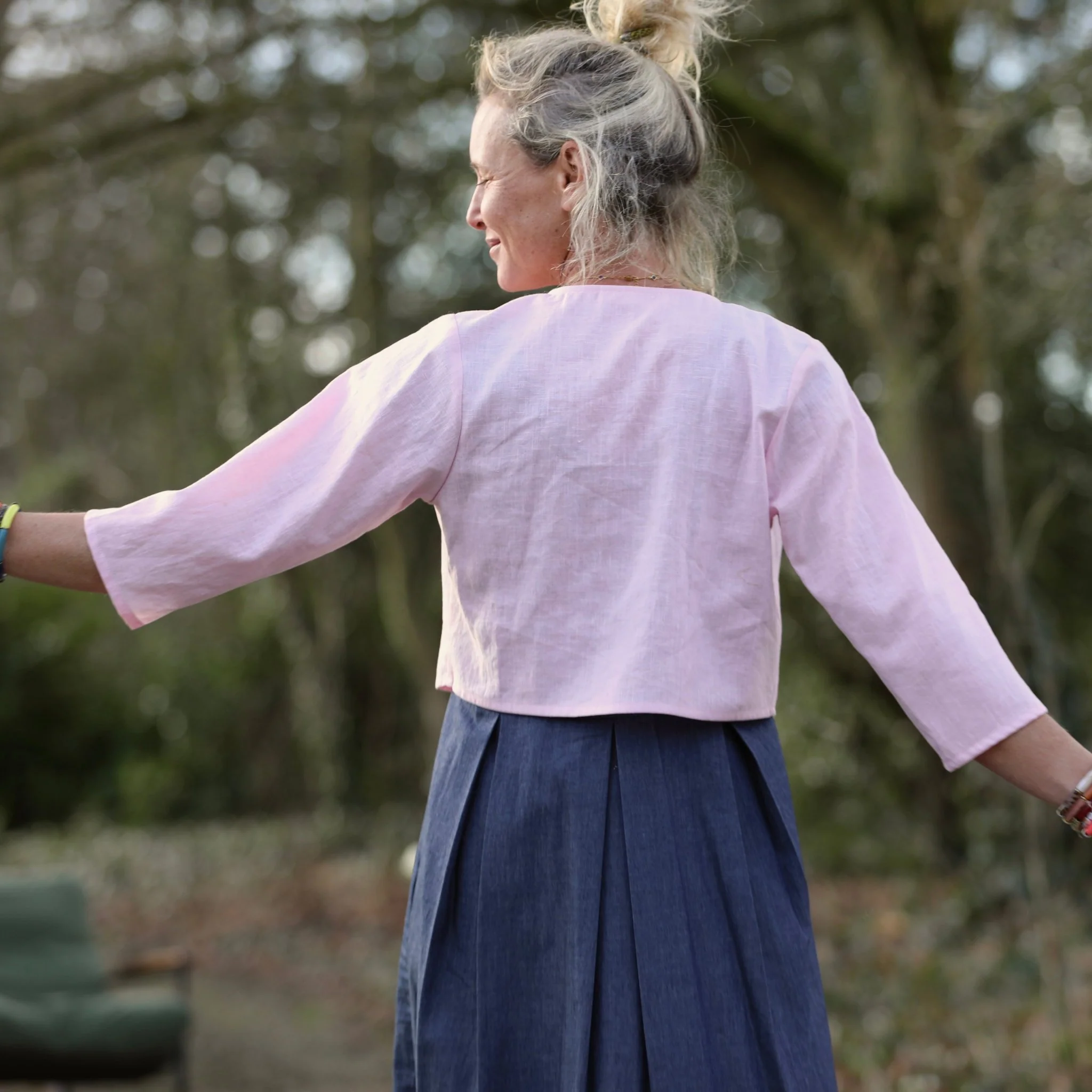 Boléro Ange - lin rose dragé - Image 3