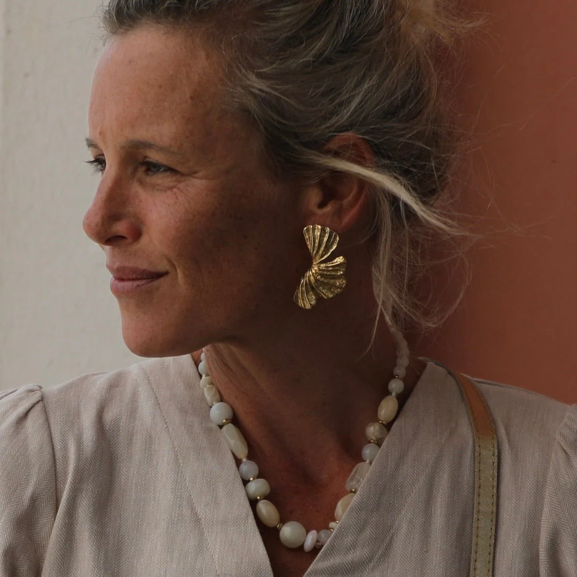 Boucle d'oreille Zéphir dorées