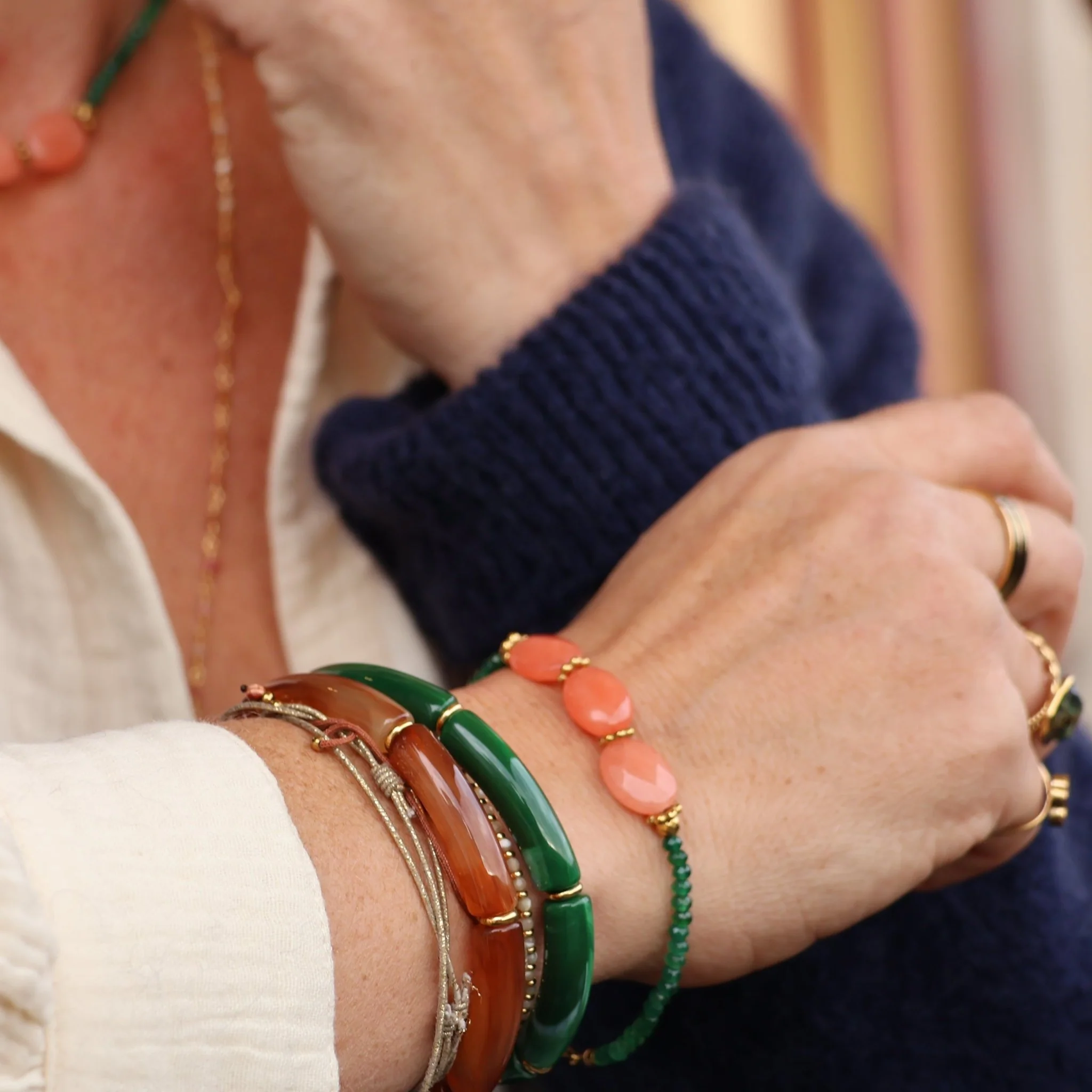Bracelet Épine vert-corail - Image 3