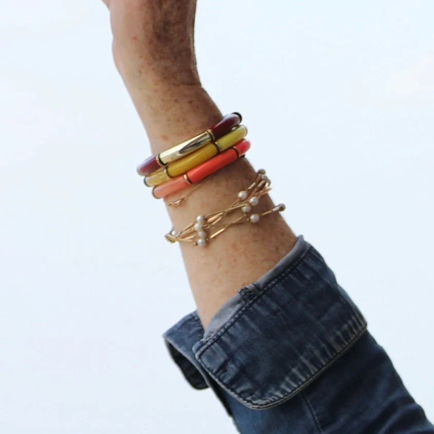 Bracelet Halo – Caramel doré et touche rosé - Image 7