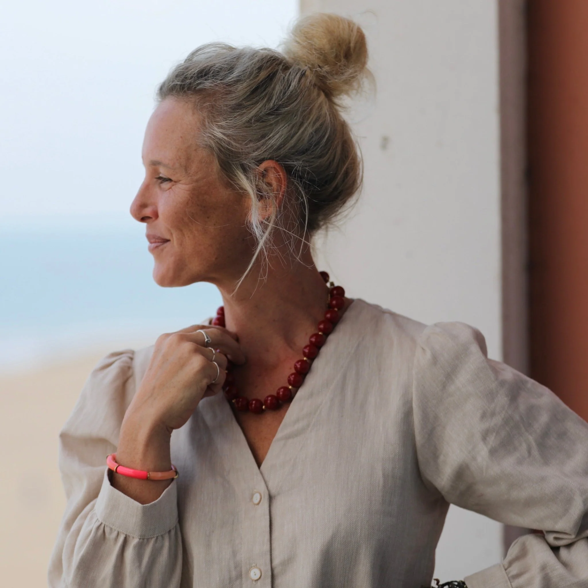 Bracelet Halo – Corail & Doré - Image 3