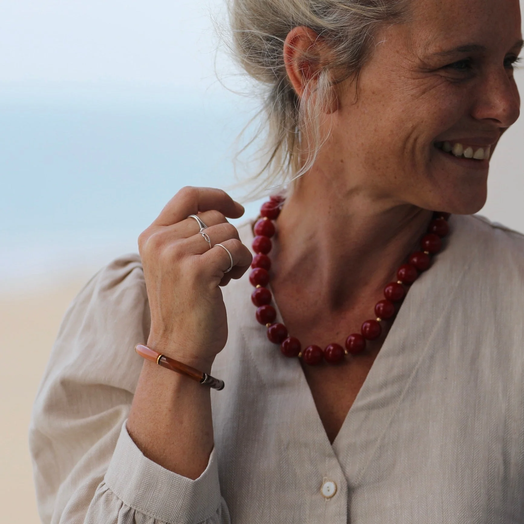 Bracelet Halo – Rose boisé, camel & Écaille doré - Image 13