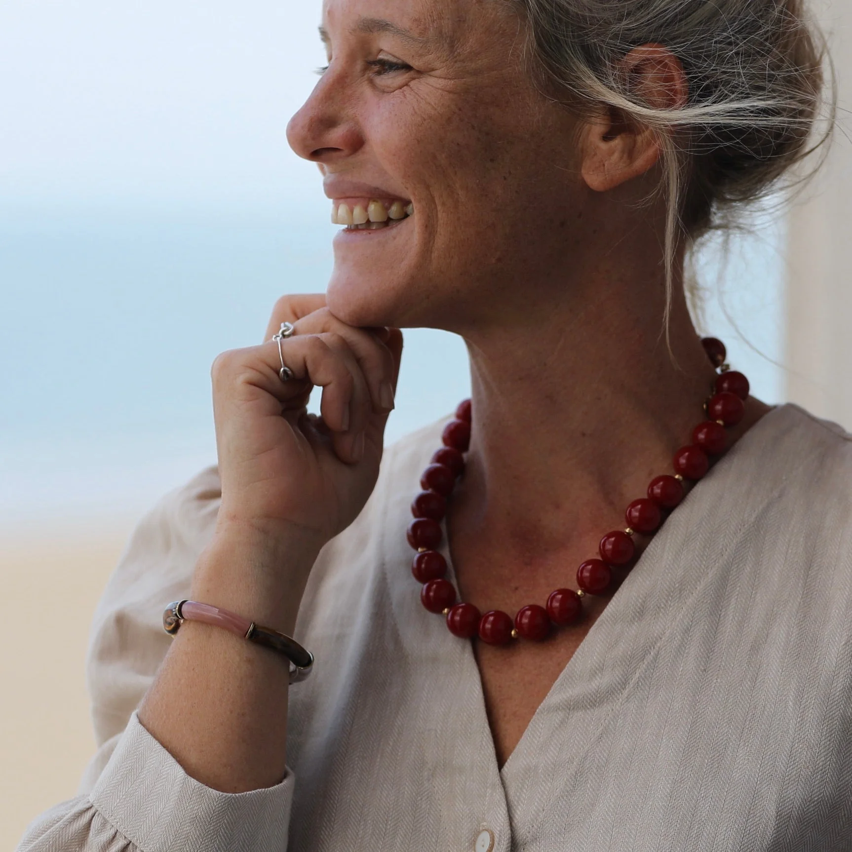 Bracelet Halo – Rose boisé, camel & Écaille doré - Image 4