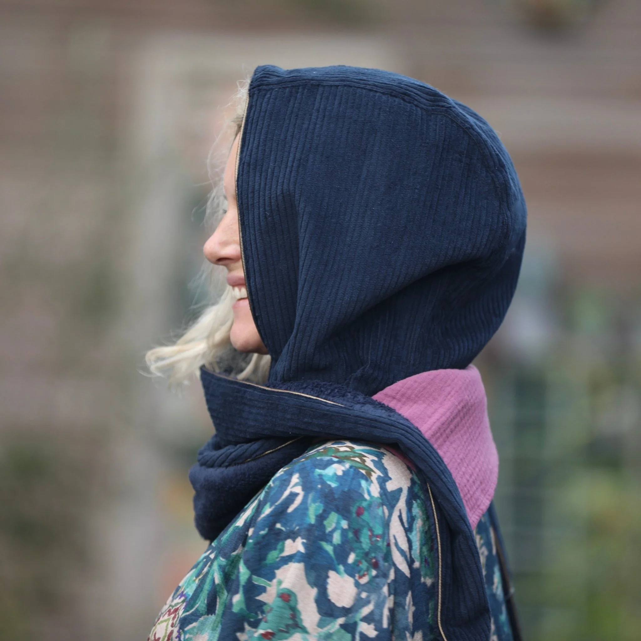Capuche Rosalie - velours côtelé marine/polaire marine - Image 4
