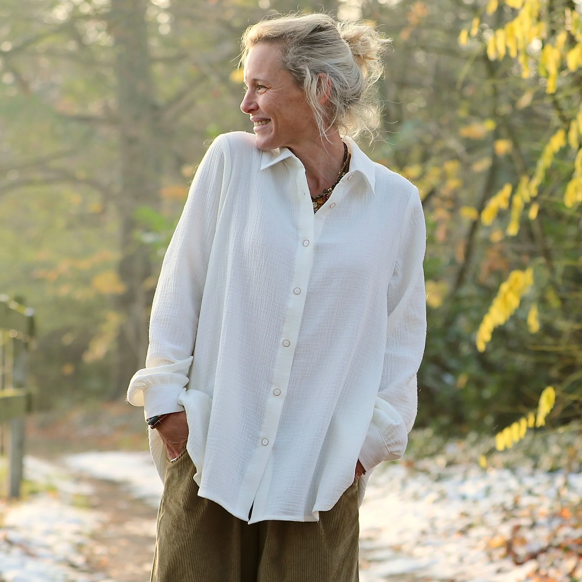 Chemise Caroline - Double gaze de coton ivoire - Image 9