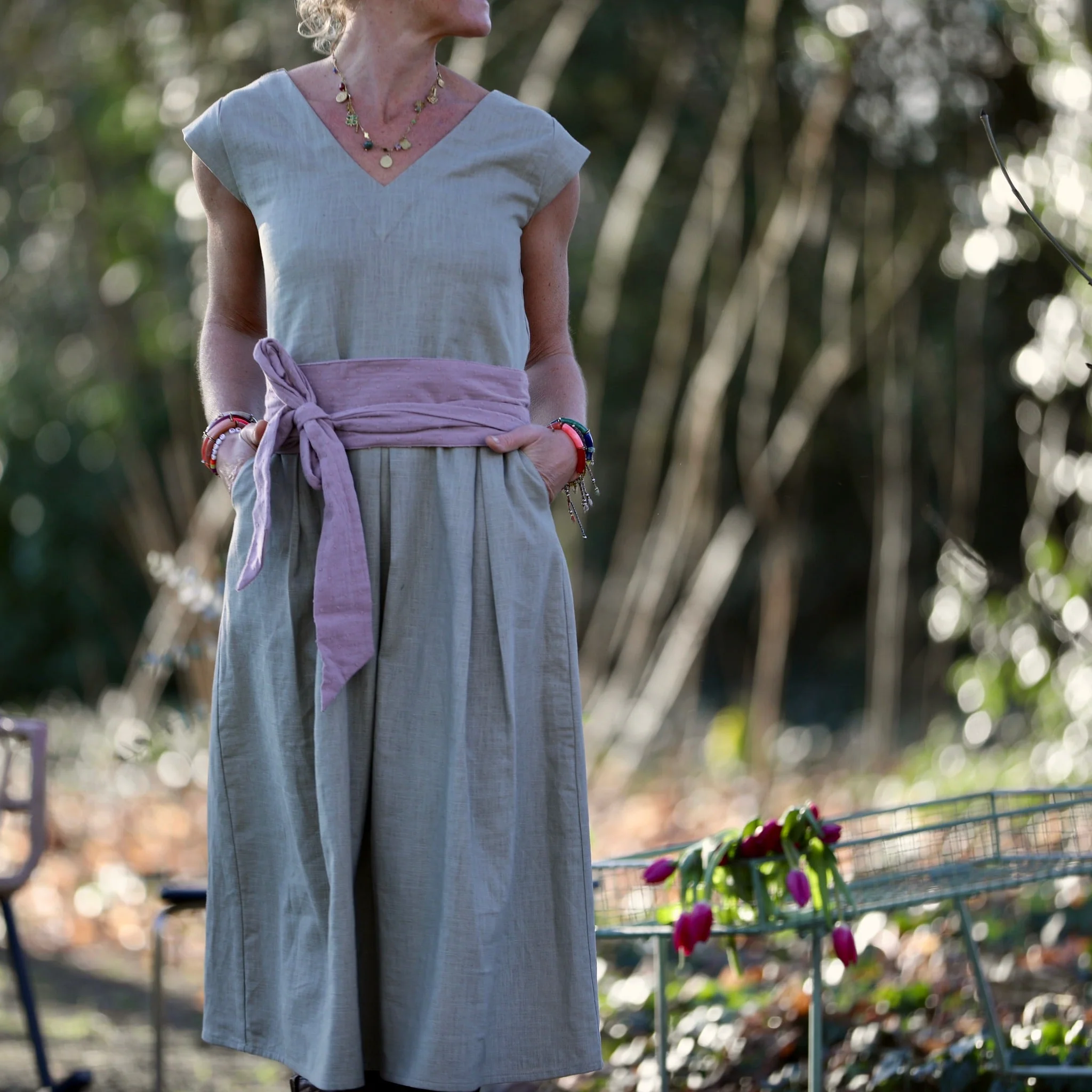 Ceinture Anita double gaze de coton plumetis bois de rose - Image 3