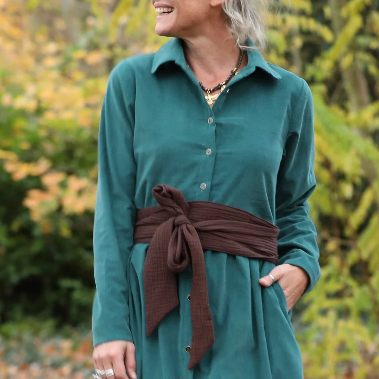 Ceinture Anita -double gaze de coton chocolat