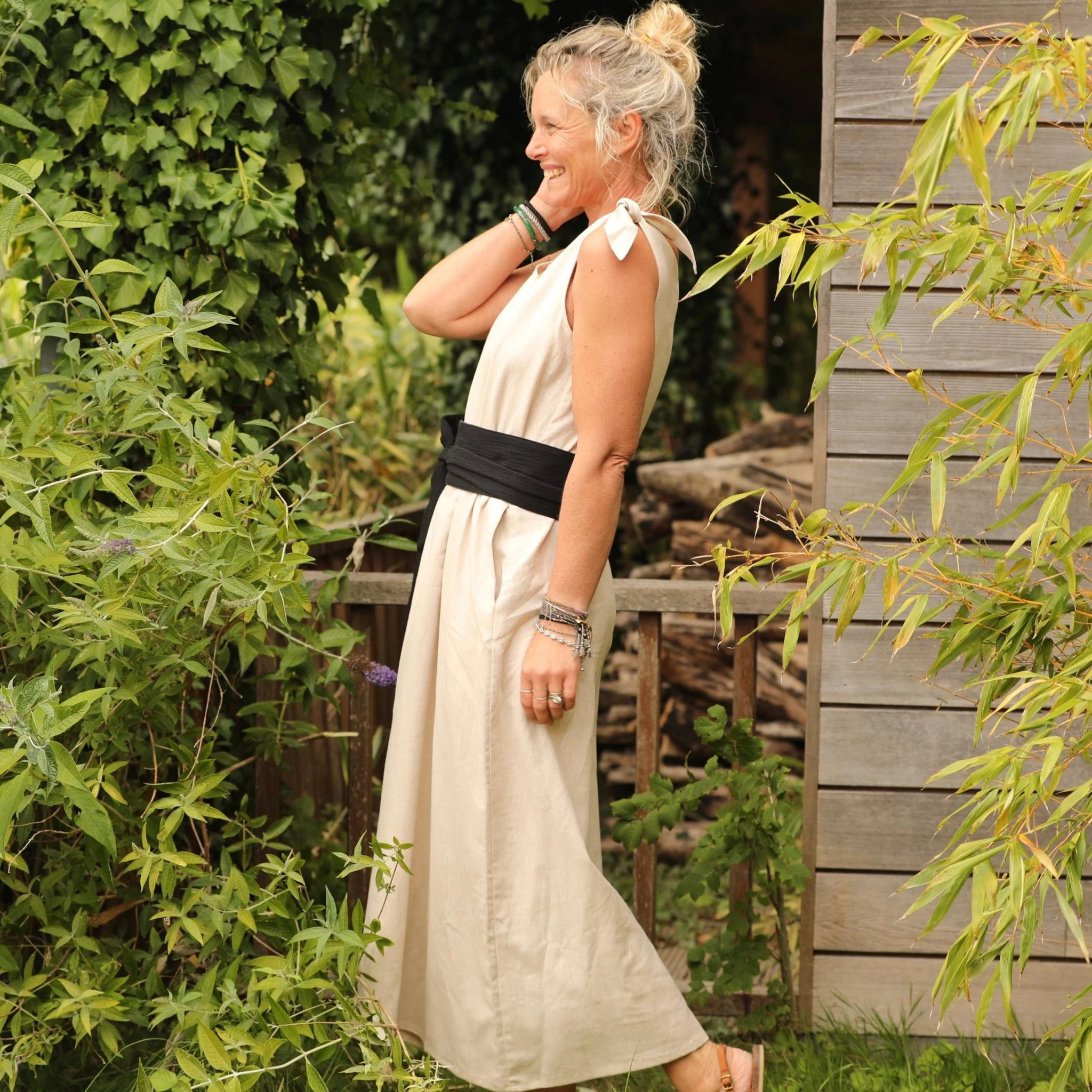 Ceinture Anita -double gaze de coton noire - Image 2