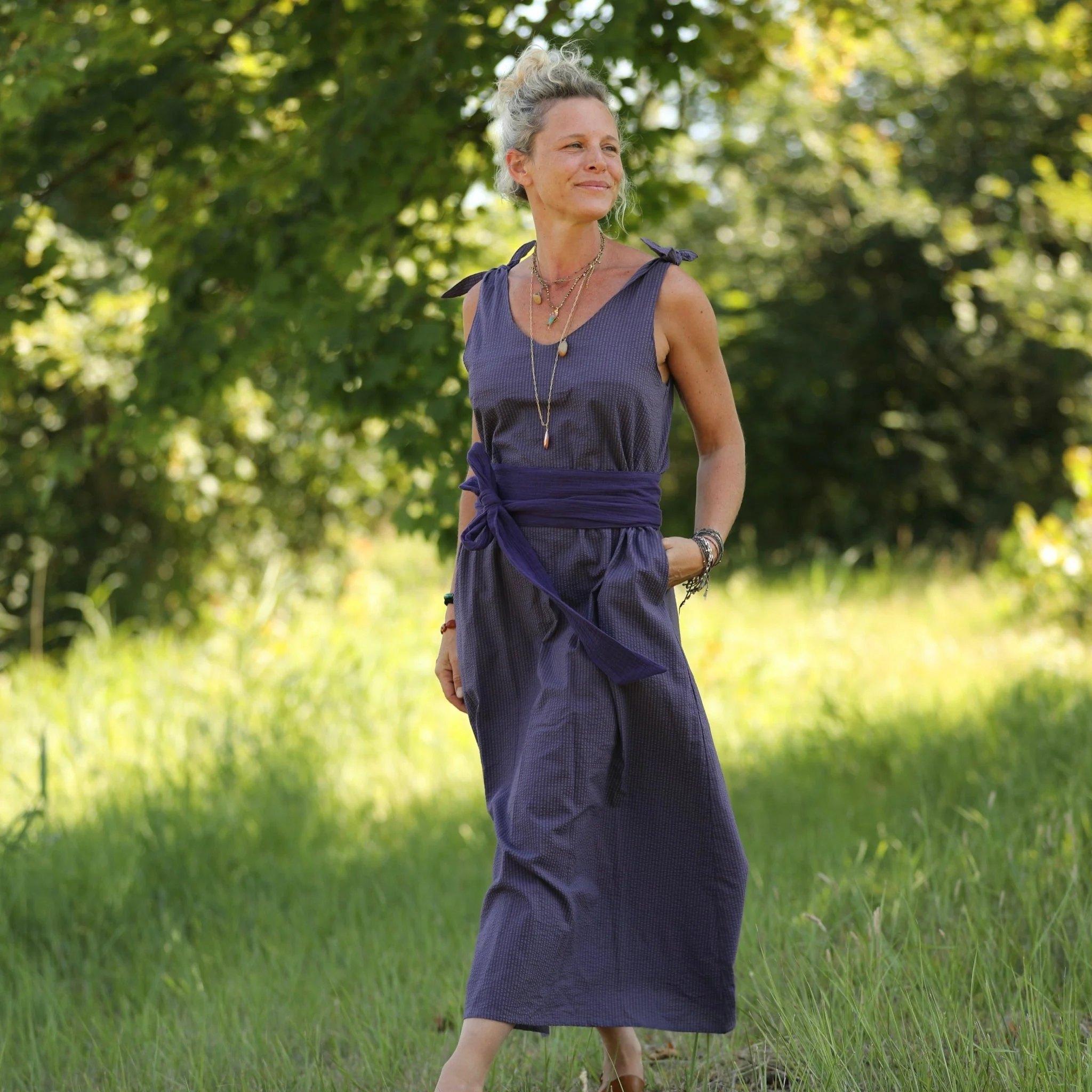 Ceinture Anita -double gaze de coton prune - Image 5
