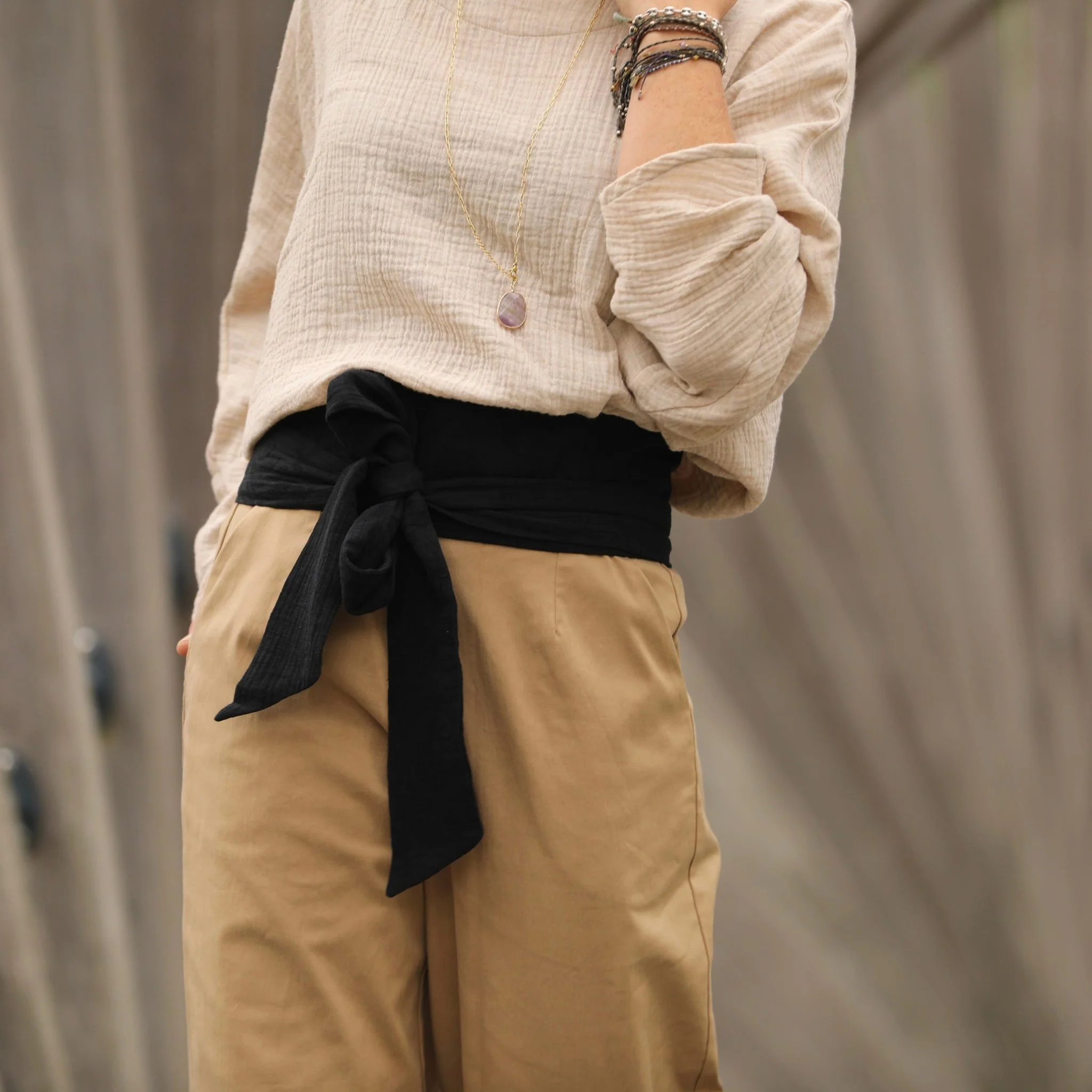 Ceinture Anita - Jacquard coton/lin noir - Image 4