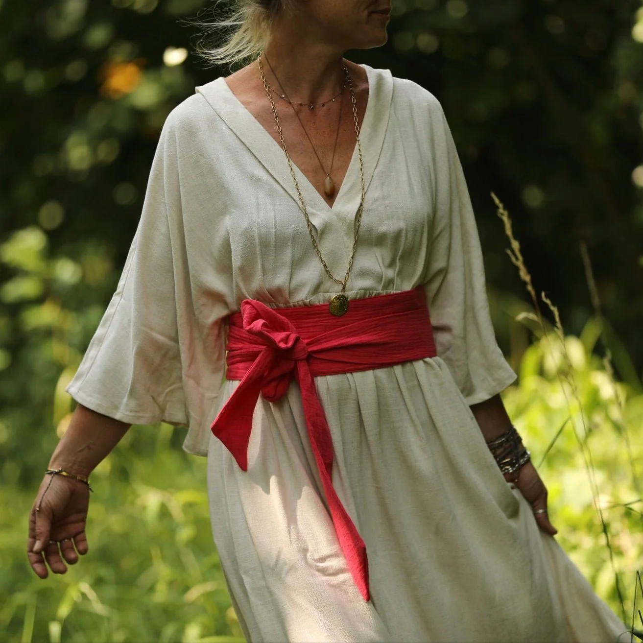 Ceinture Anita - Jacquard lin/coton fuschia - Image 4