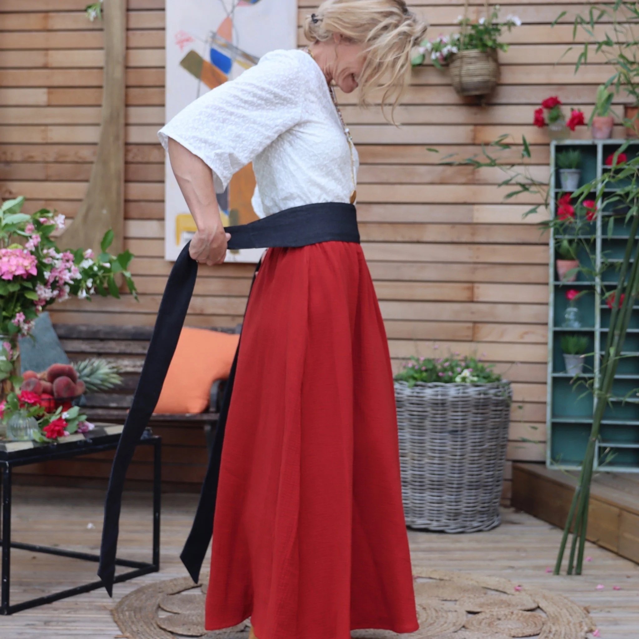 Ceinture Anita en jean de coton noir India - Image 8