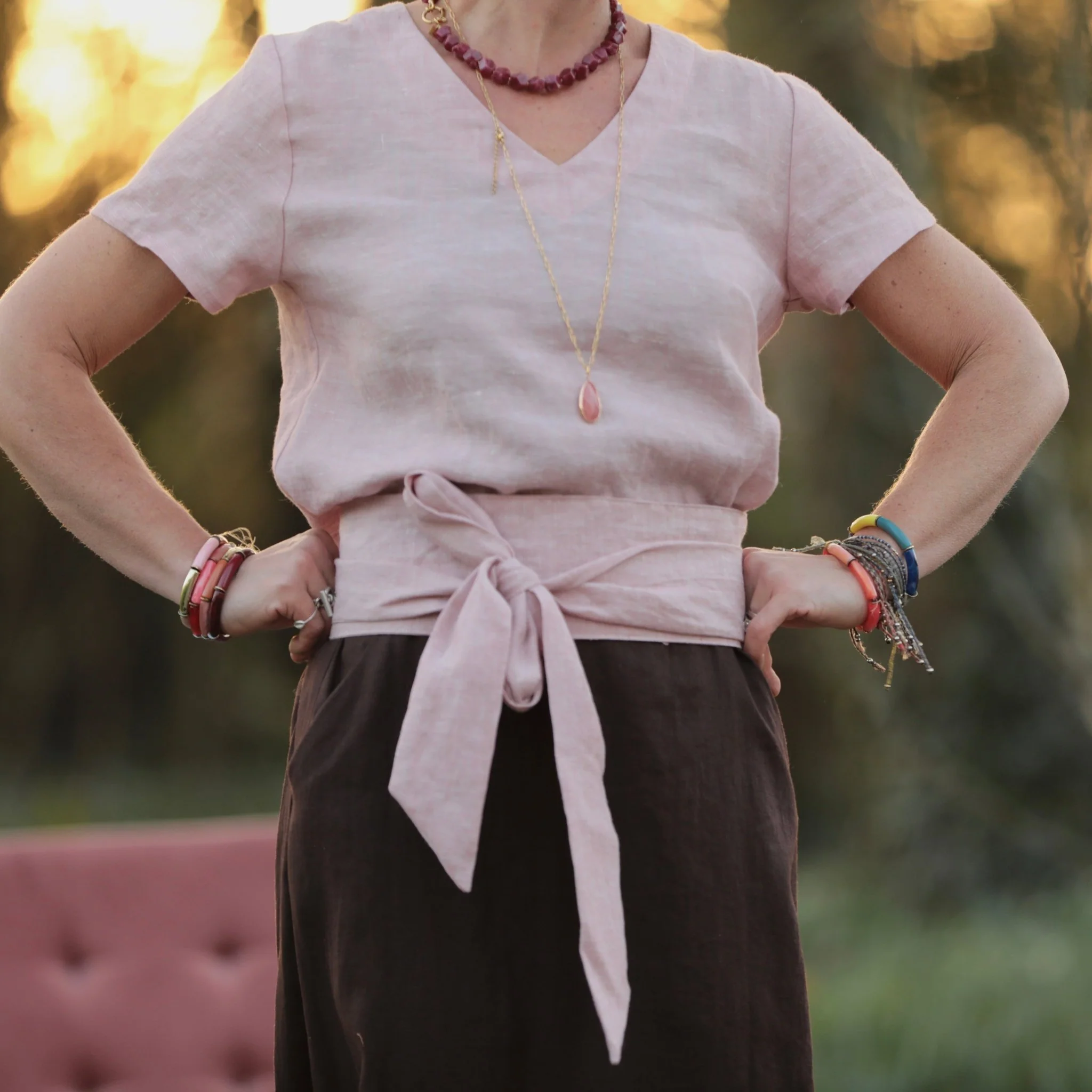 Ceinture Anita - Lin chiné rose doux - Image 9