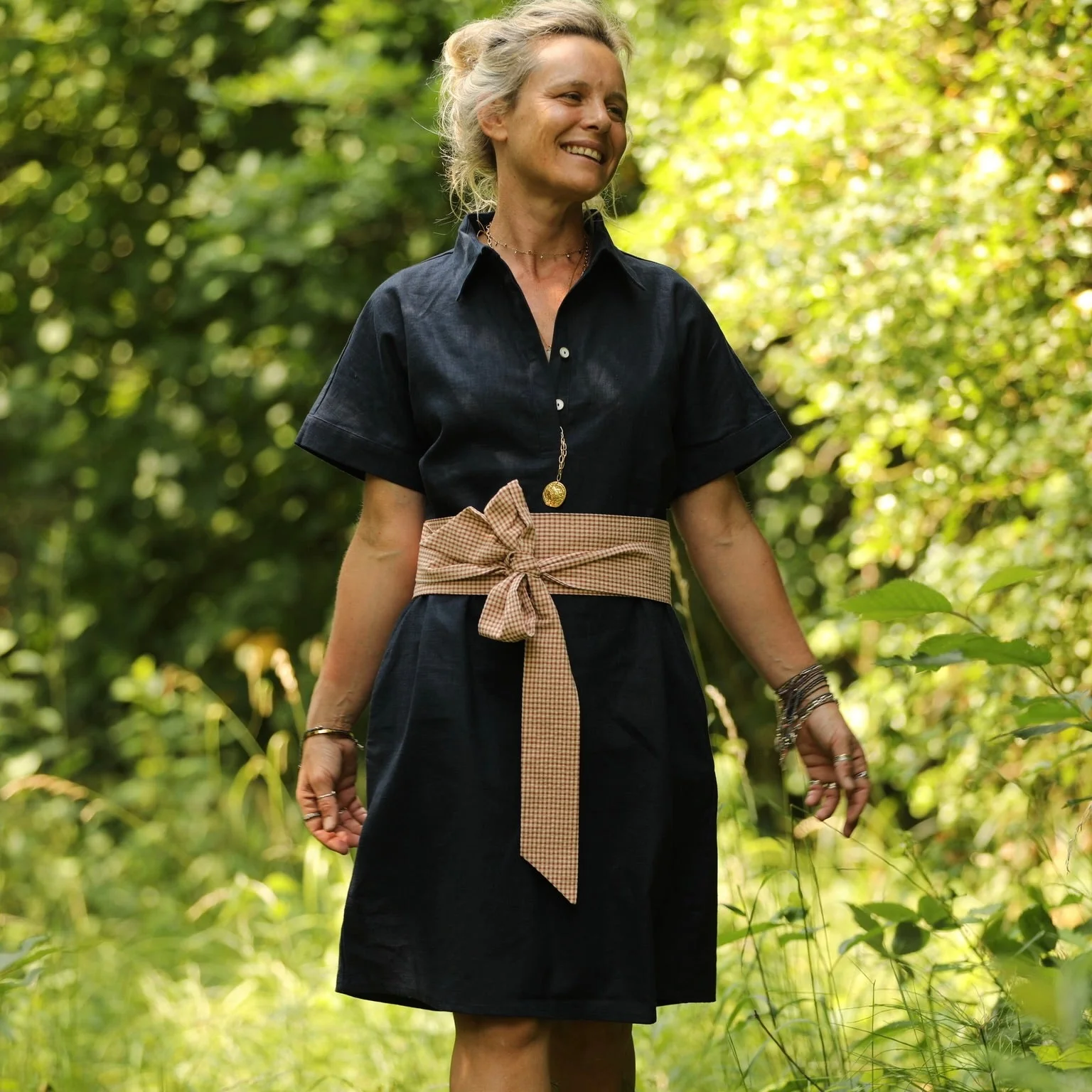 Ceinture Anita - Coton seersucker vichy terracotta/ivoire - Image 3