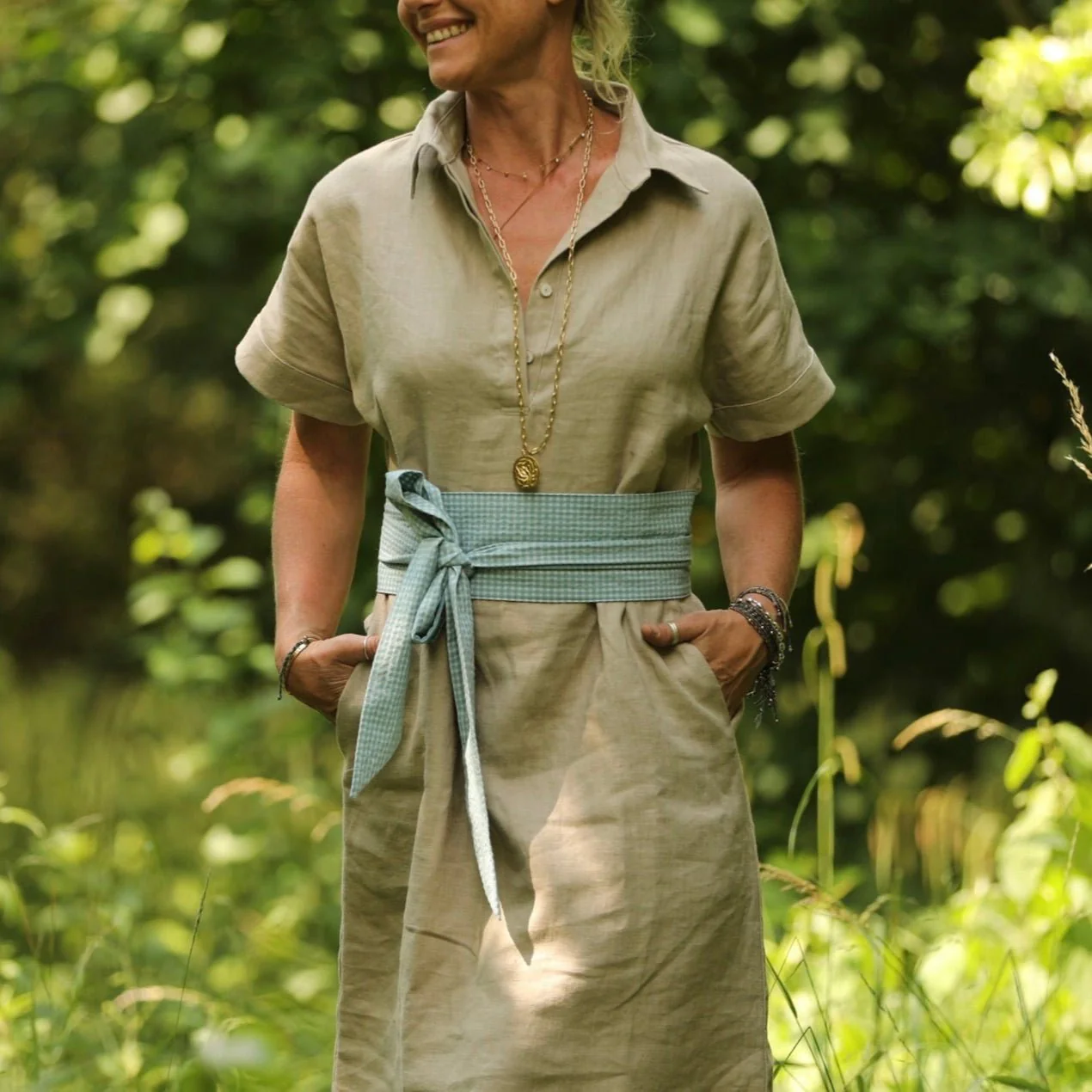 Ceinture Anita - Vichy de coton bleuté - Image 3