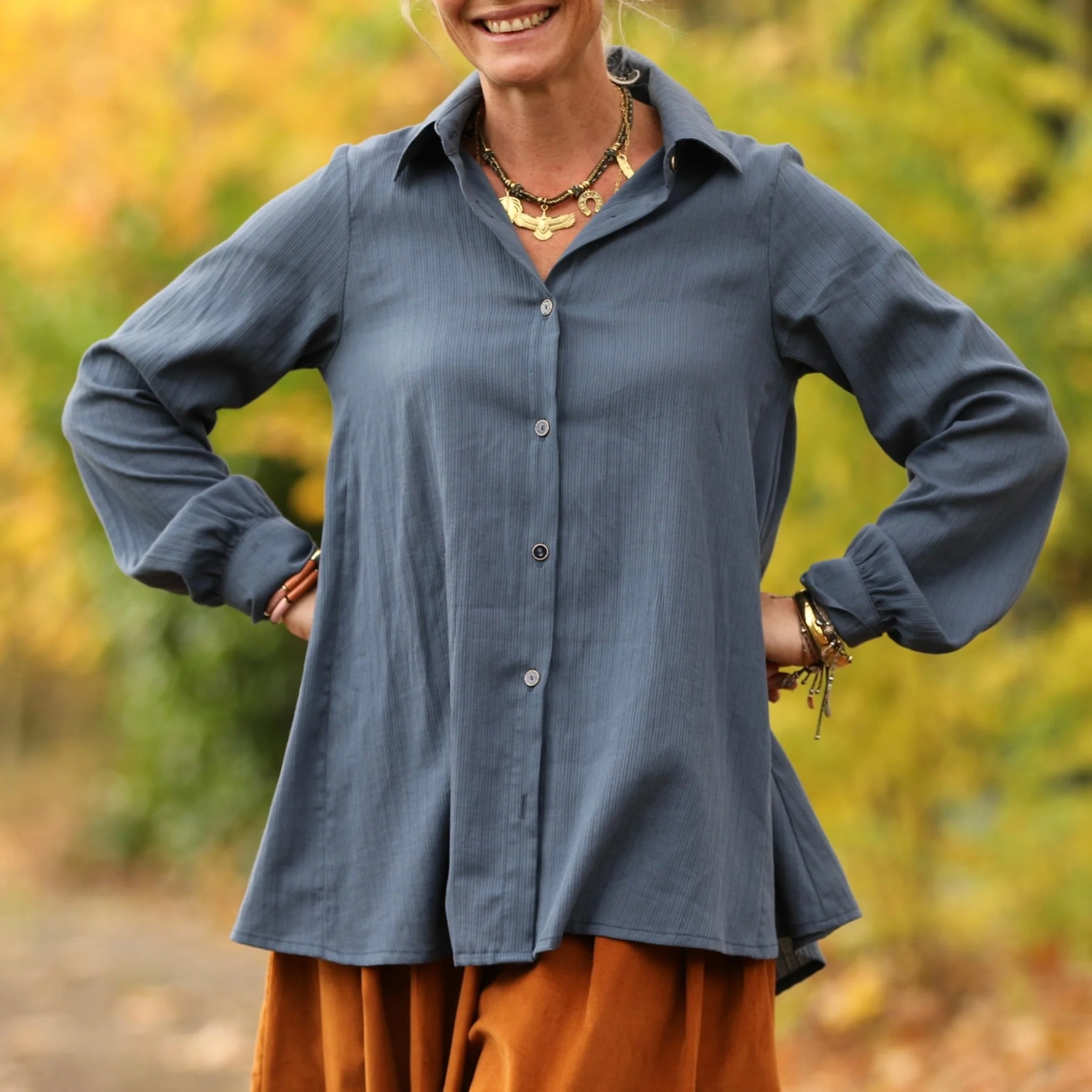Chemise Caroline - Dobby tressé bleu ardoise - Image 5