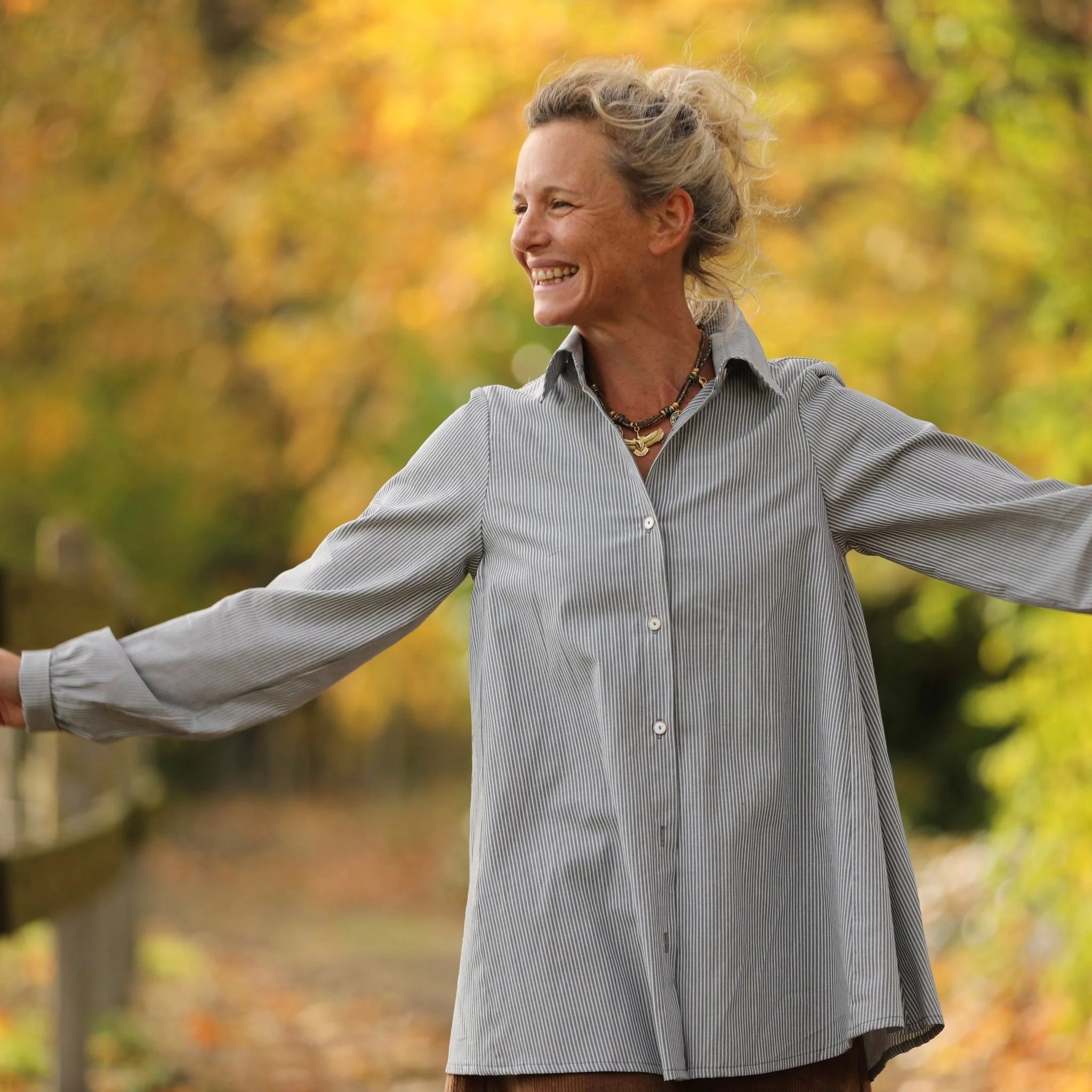 Chemise Caroline - Rayures bleu brume