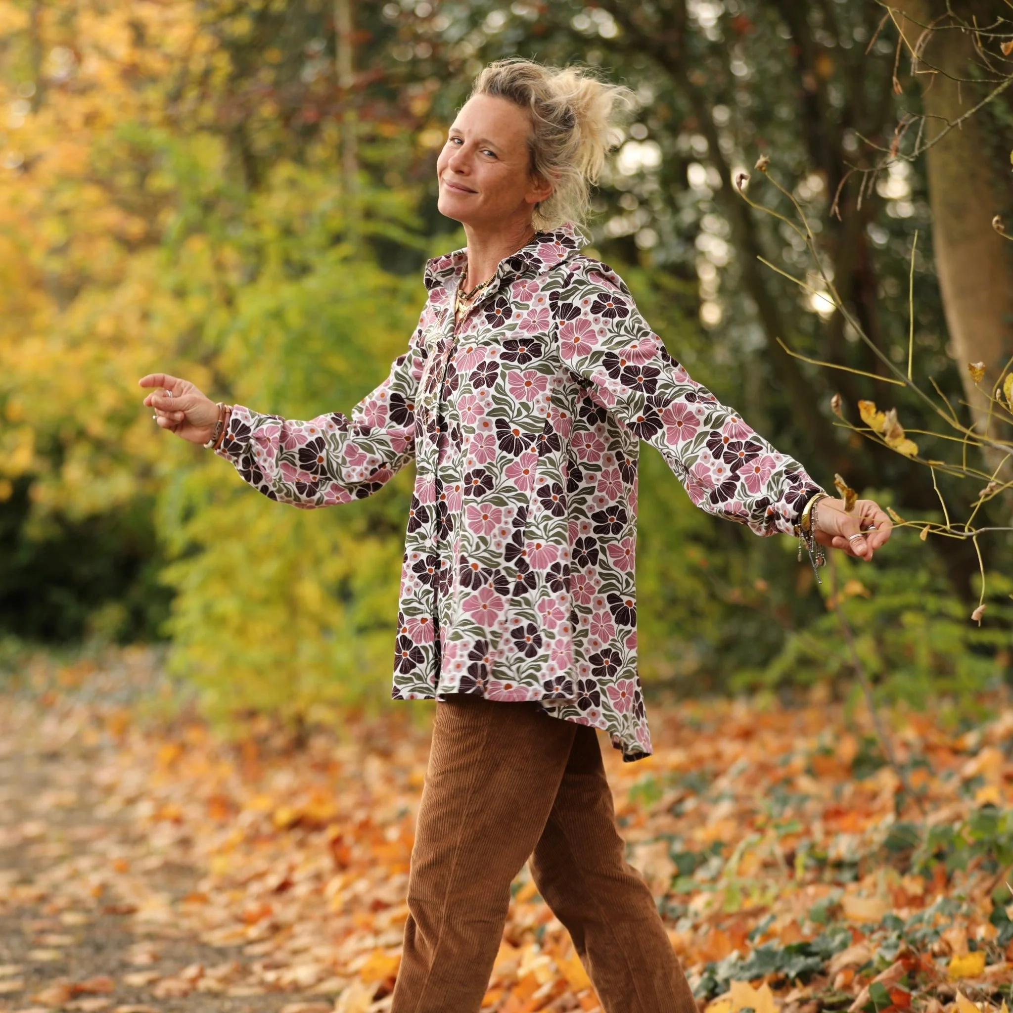 Chemise Caroline - Velours milleraies fleuri Rosea - Image 5