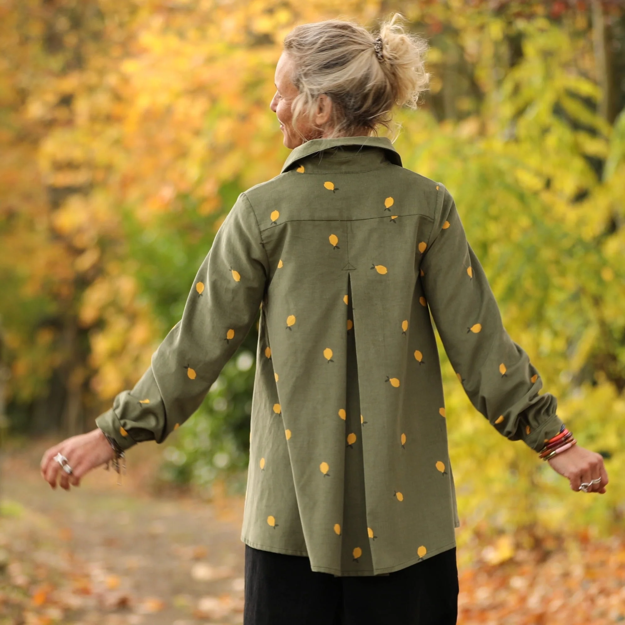 Chemise Caroline - Velours milleraies kaki citronné - Image 5