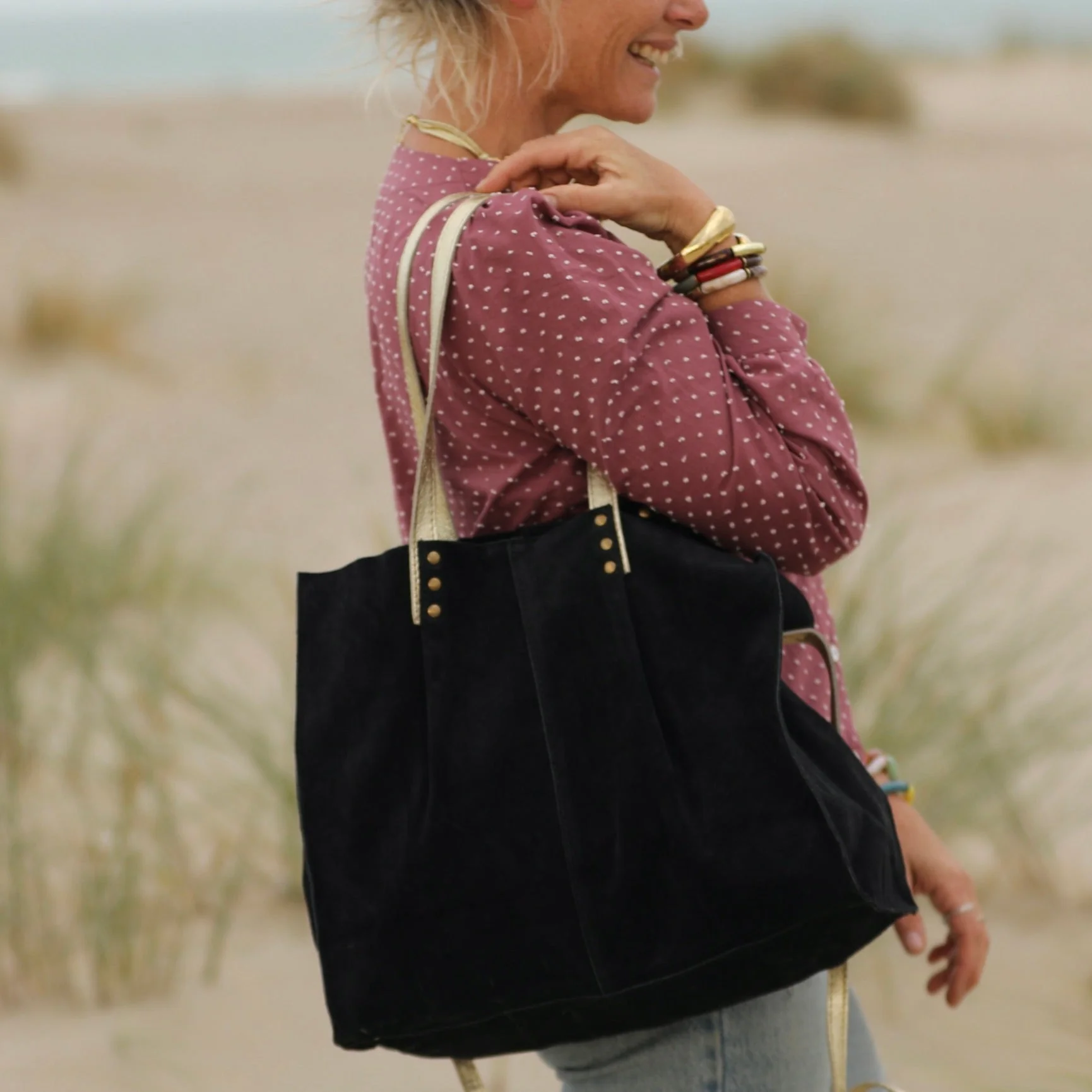 Sac Lisière – Cuir noir & reflets irisés - Image 7