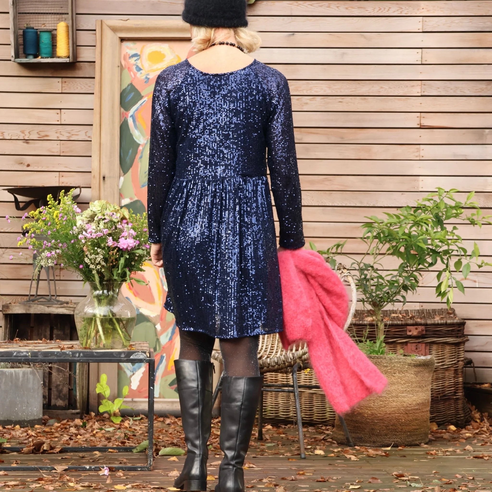 Robe Mia courte - sequins bleu marine - Image 3