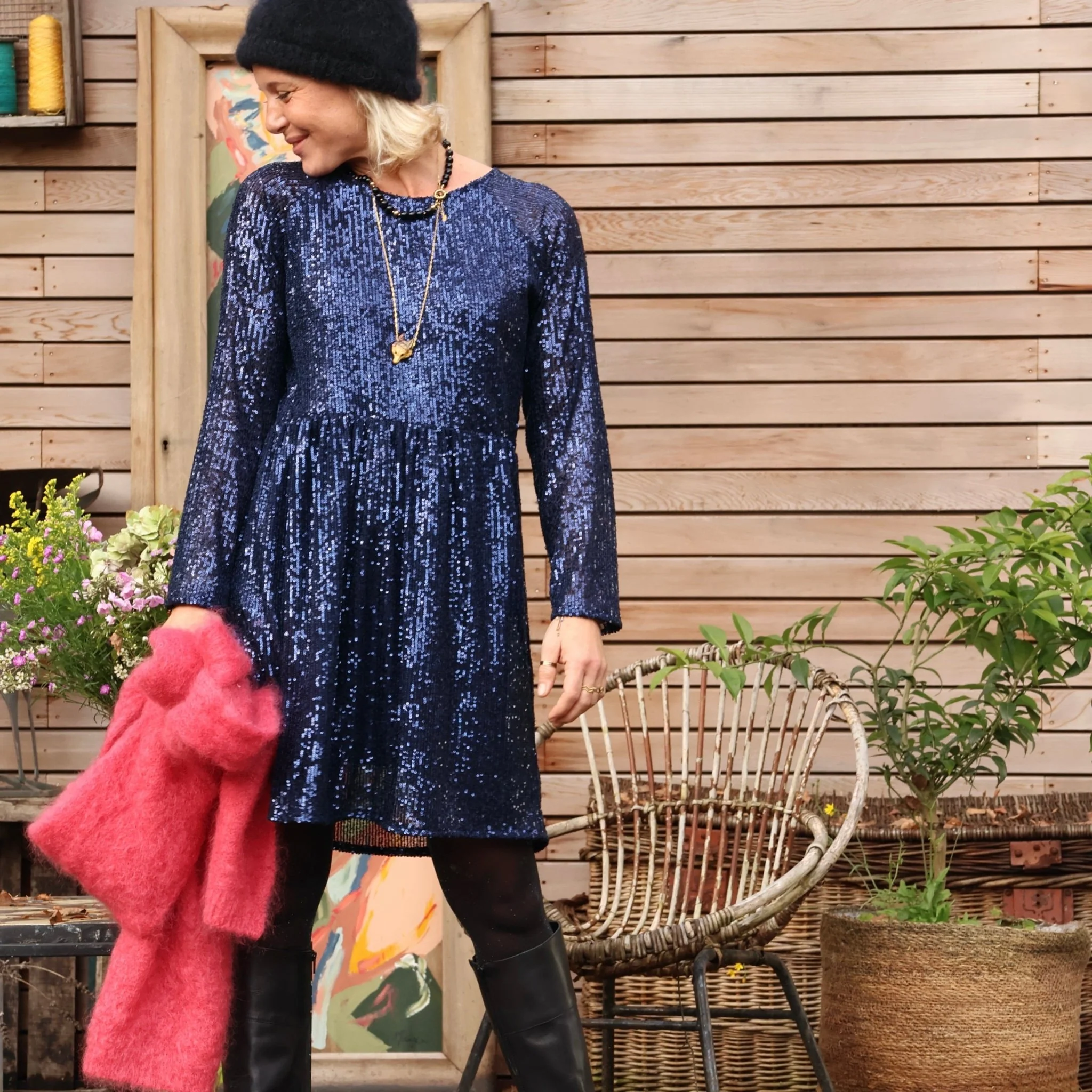 Robe Mia courte - sequins bleu marine - Image 5