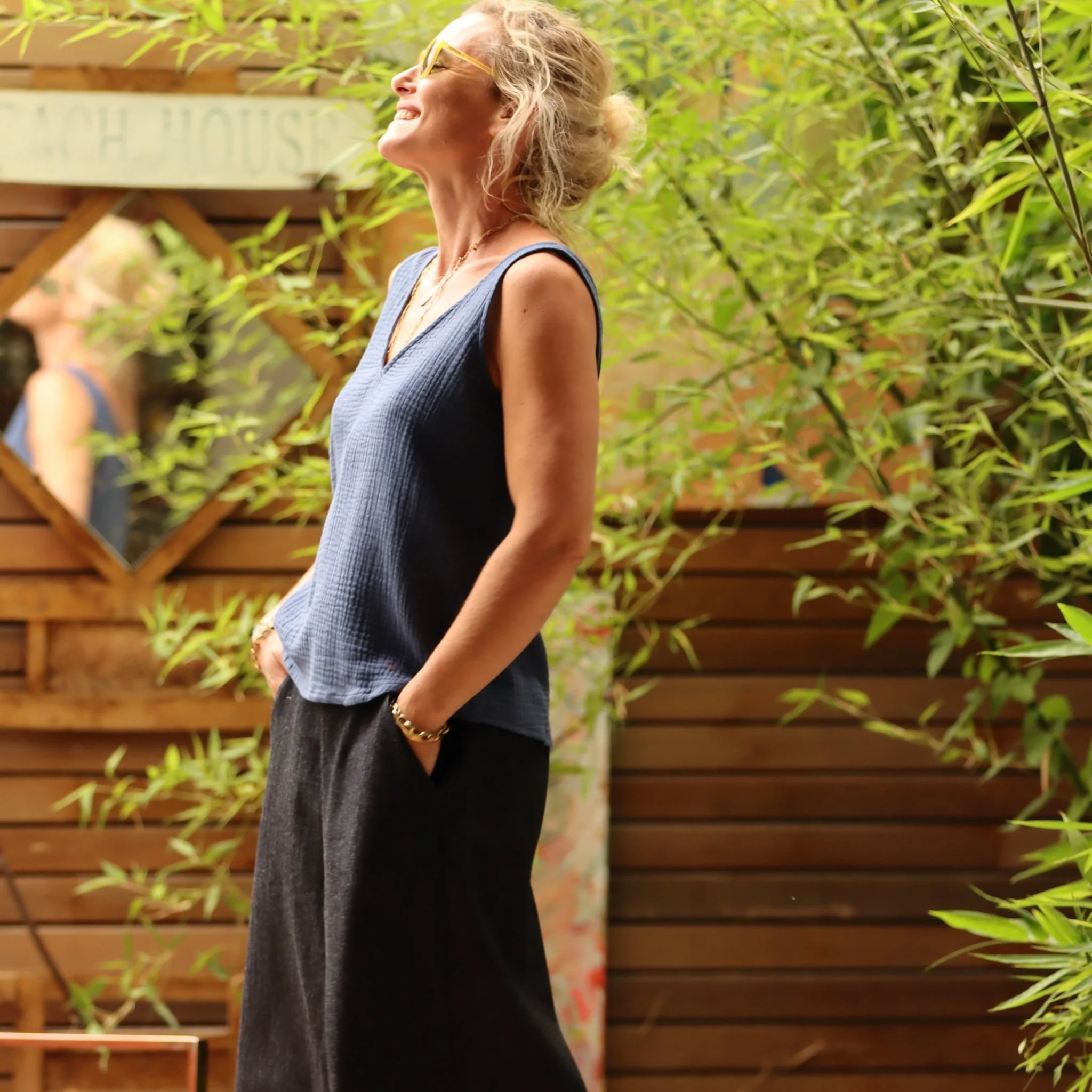 Débardeur Félicie - Double gaze de coton indigo - Image 5