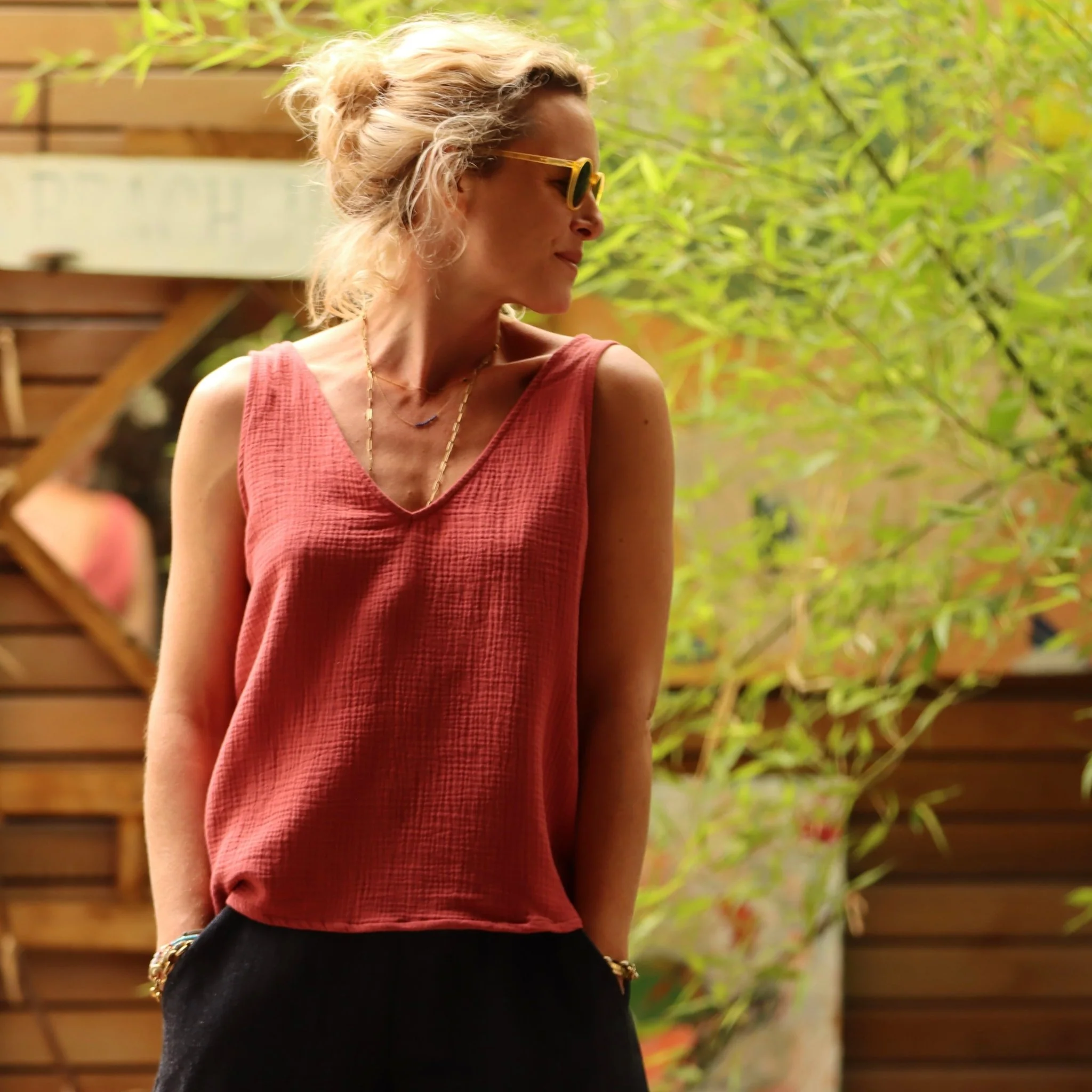 Débardeur Félicie - Double gaze de coton terracotta - Image 3
