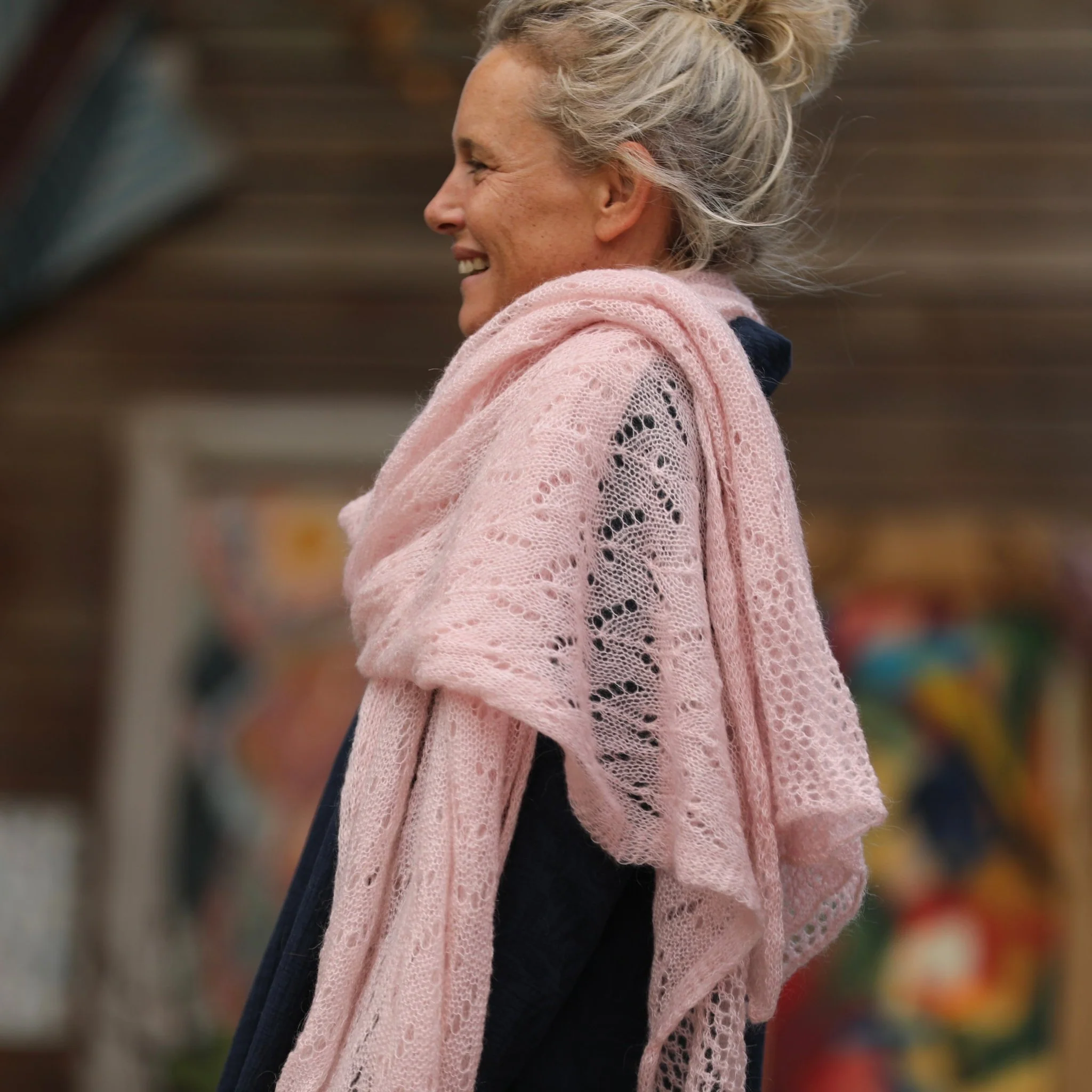 Écharpe Léonie rose poudré - Image 3