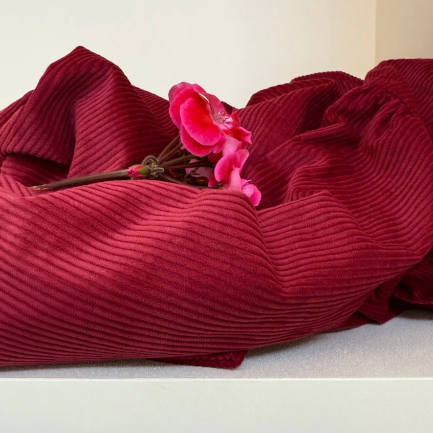 Robe Edonie manches longues - Velours côtelé framboise - Image 2