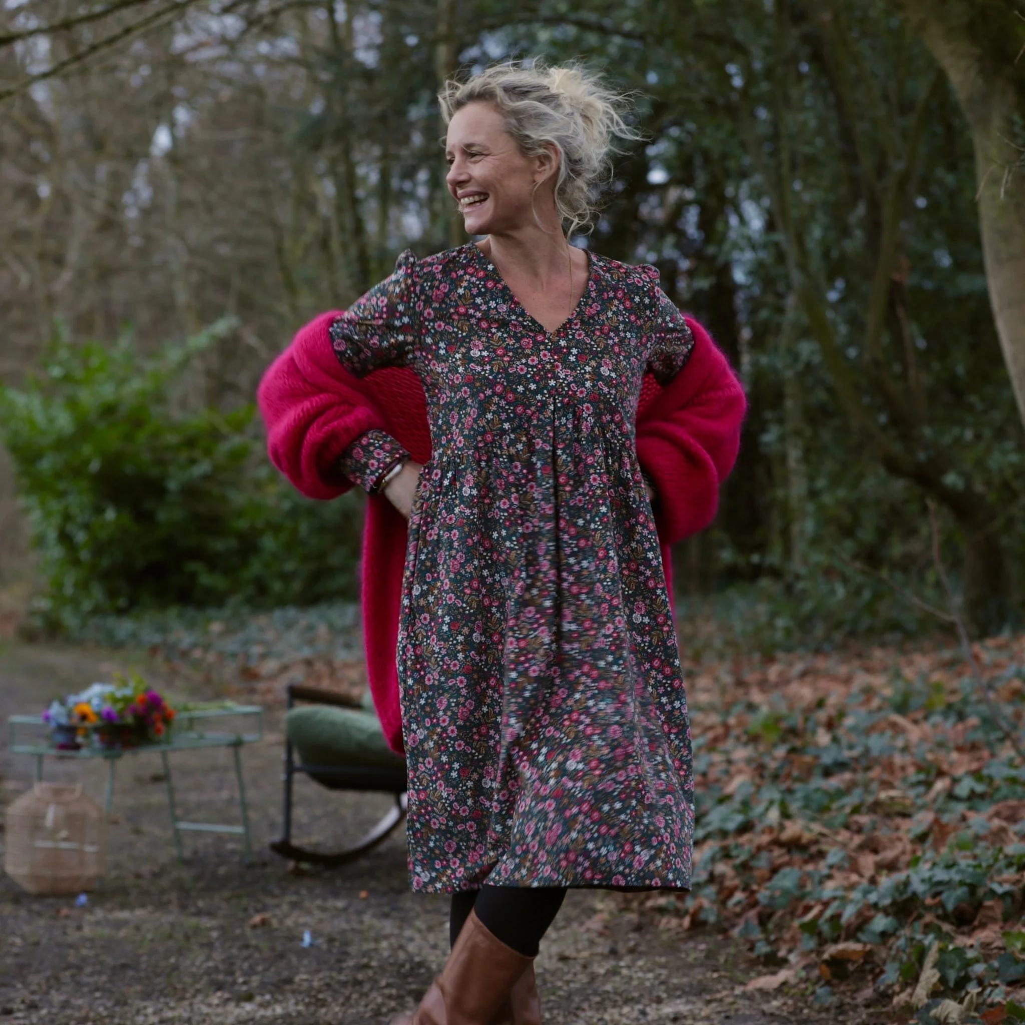 Robe Edonie coupe midi - Velours milleraies champêtre