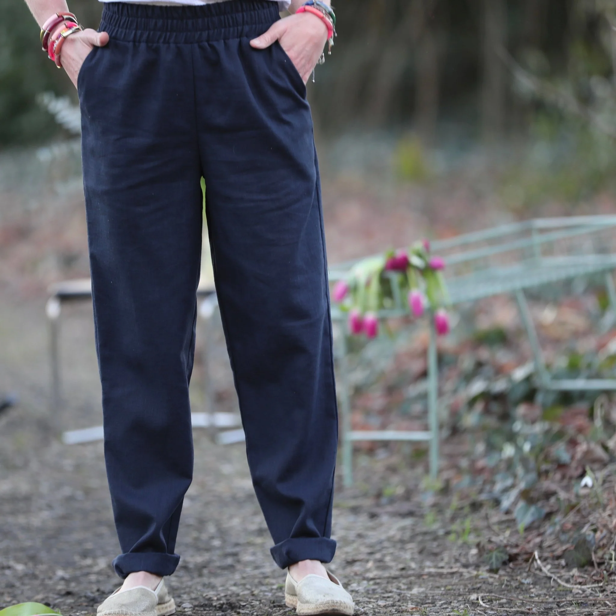 Pantalon Eliot - Lin marine - Image 7