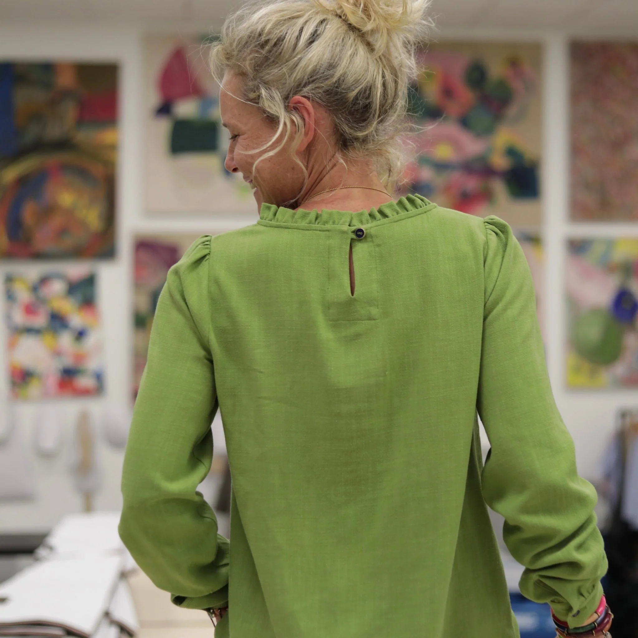 Blouse Fantine - Viscose lin - Vert prairie - Image 3
