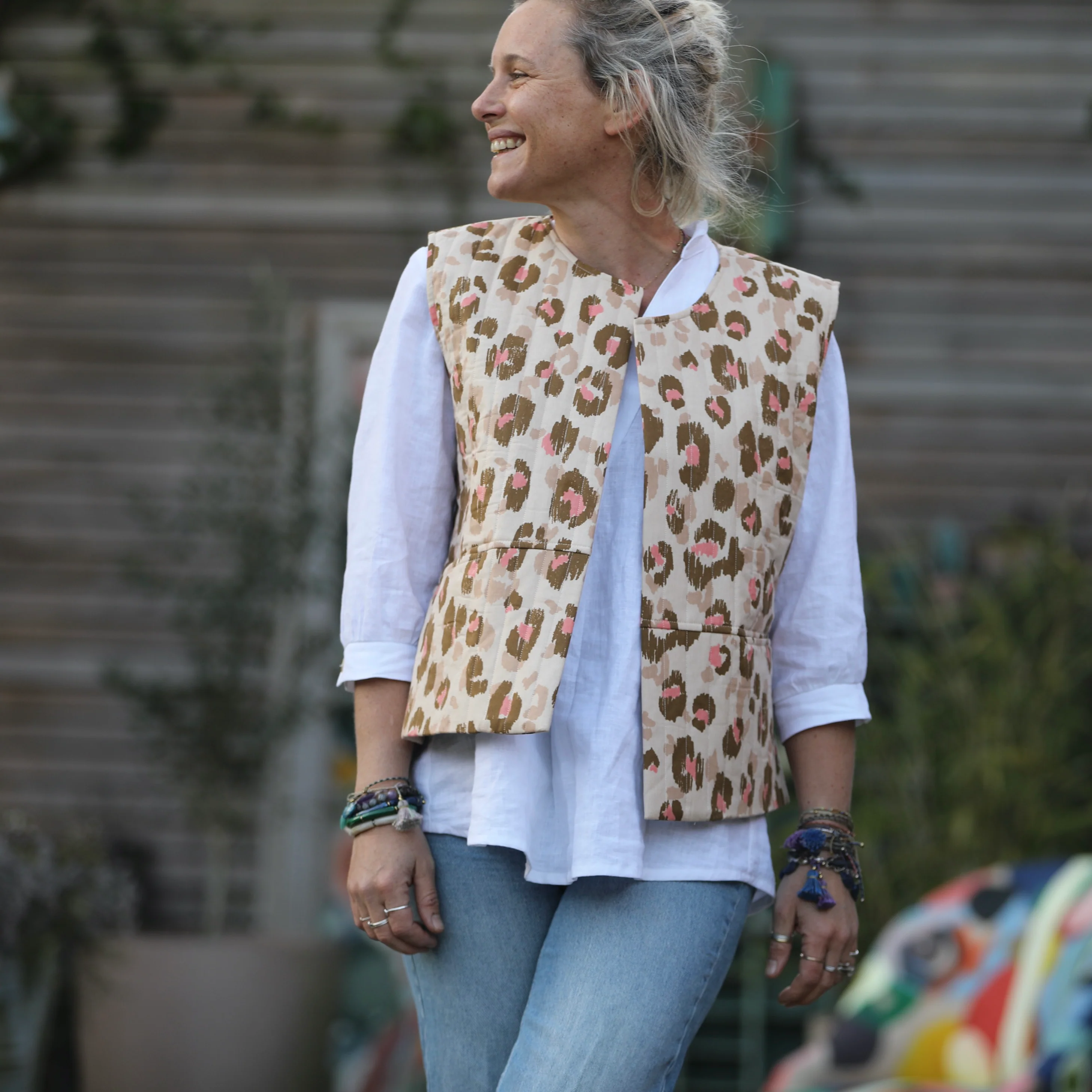 Gilet Basile matelassé en coton Instinct rosé - Image 7