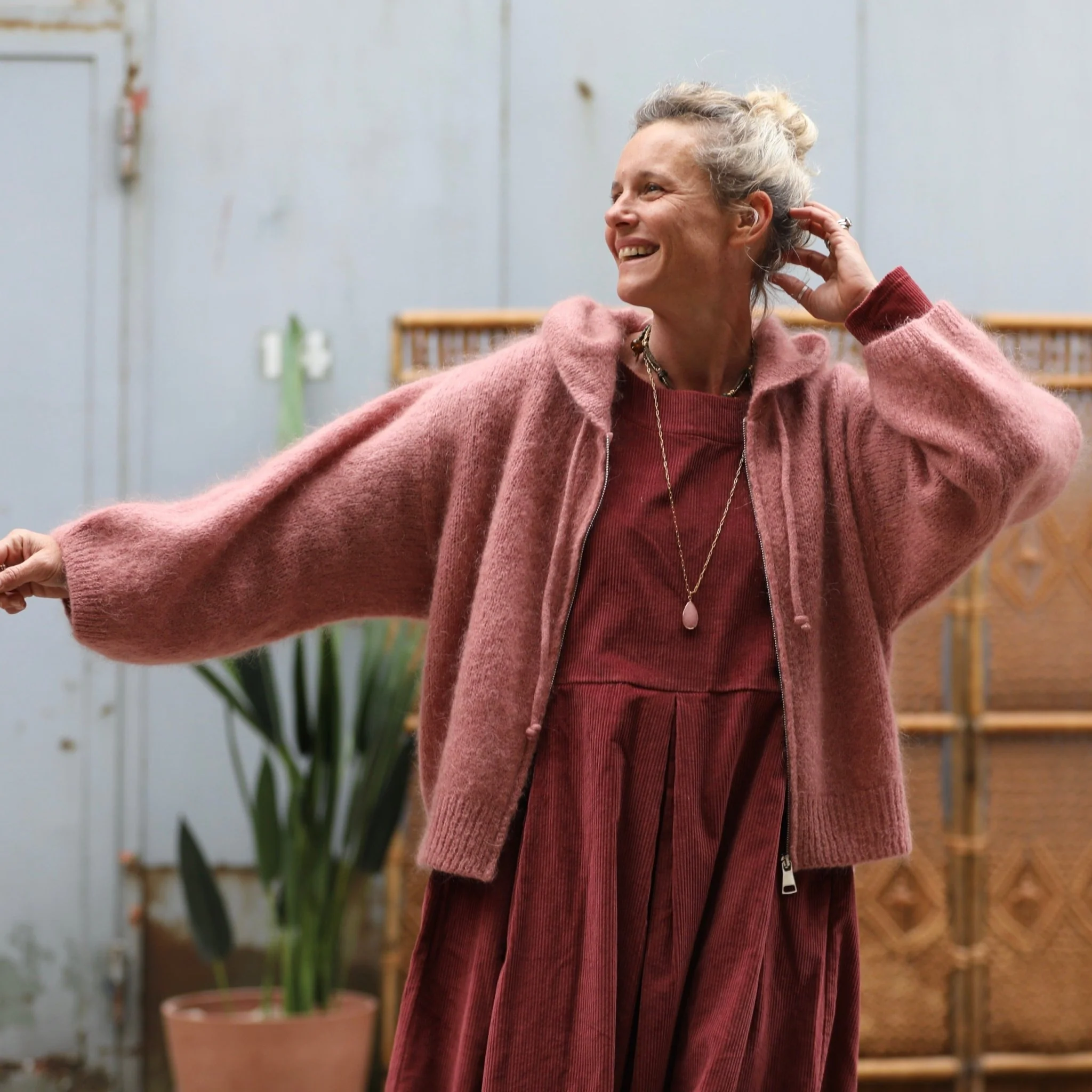 Gilet capuche Tulia - Rose boisé - Image 6