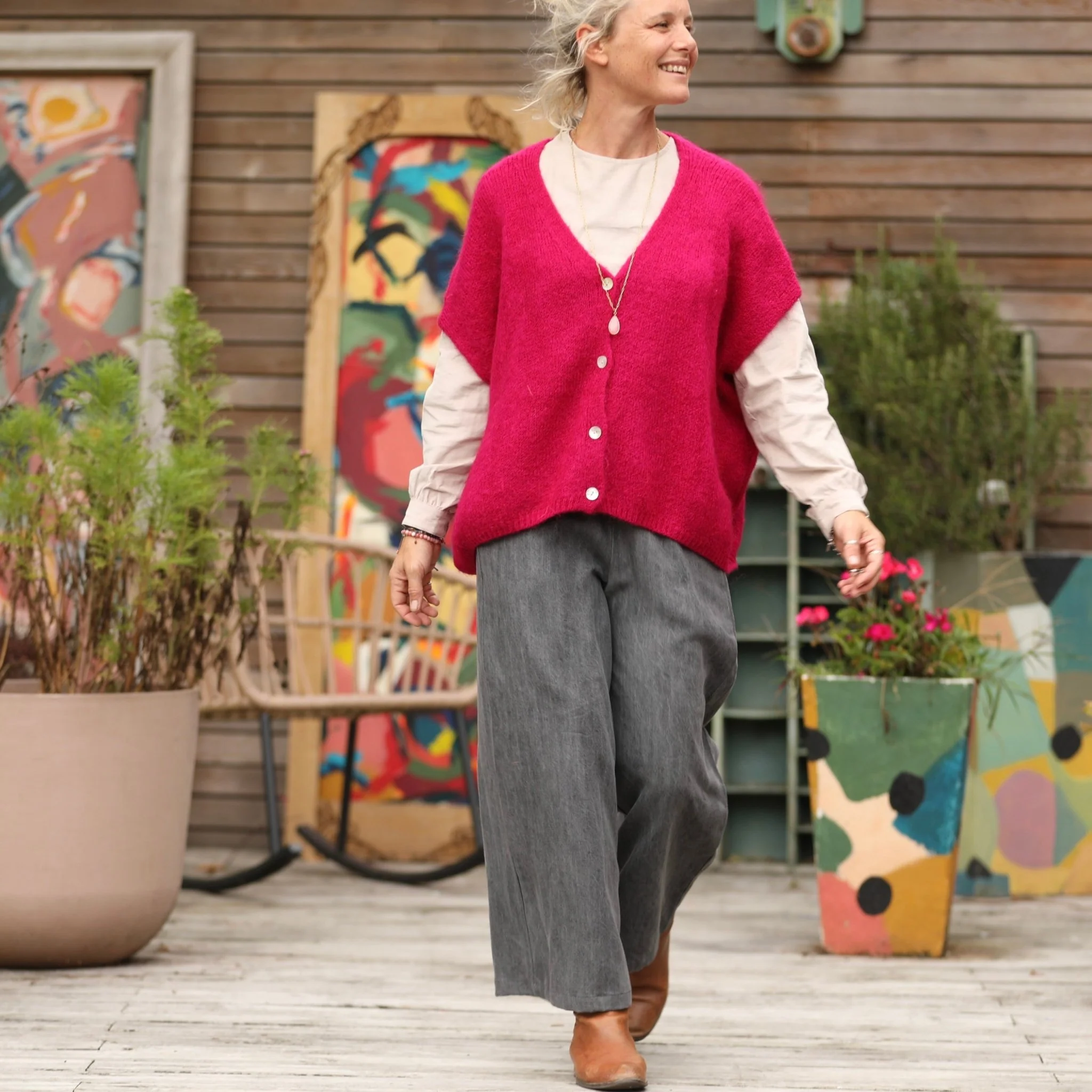 Gilet Claudia - Framboise - Image 2
