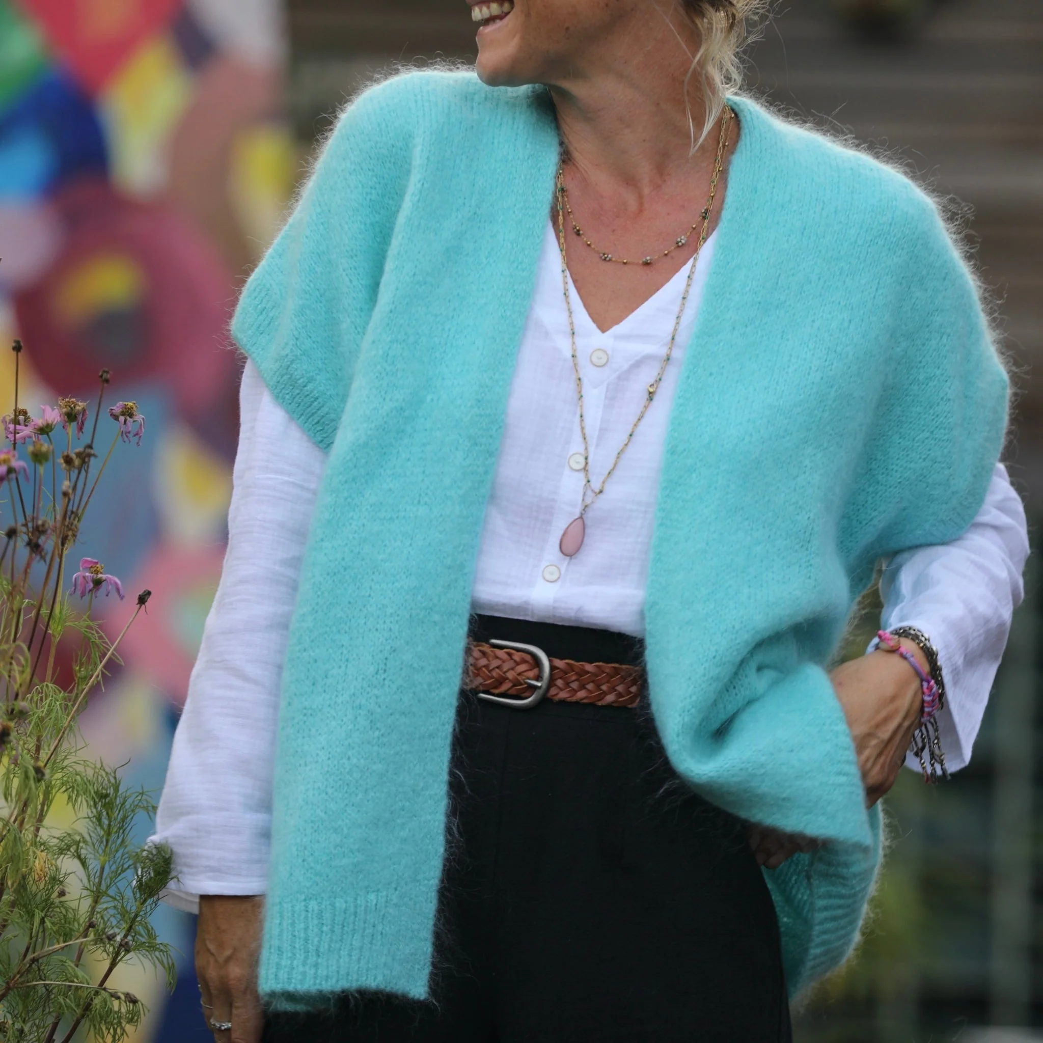 Gilet Mireille turquoise - Image 4