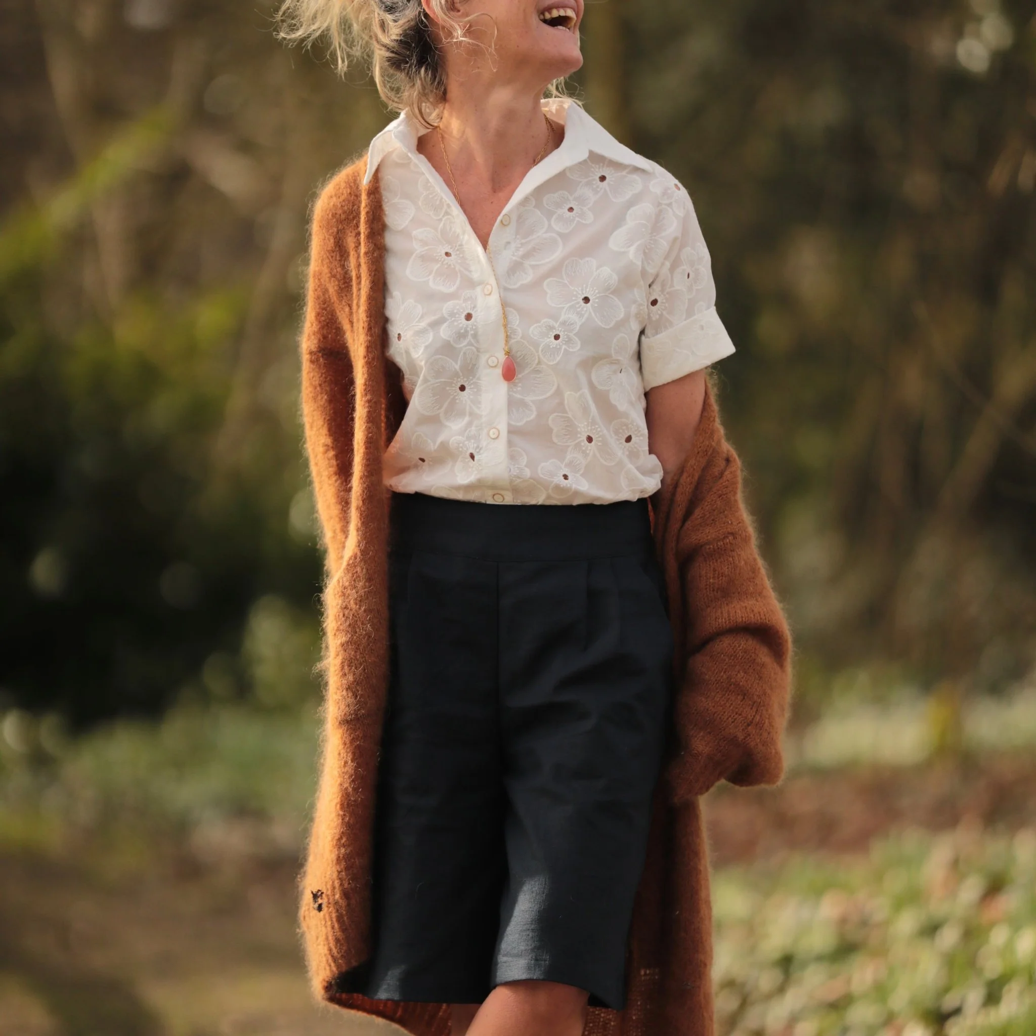 Chemise Honorine - Coton Broderie Fleurie blanche Ajourée - Image 12
