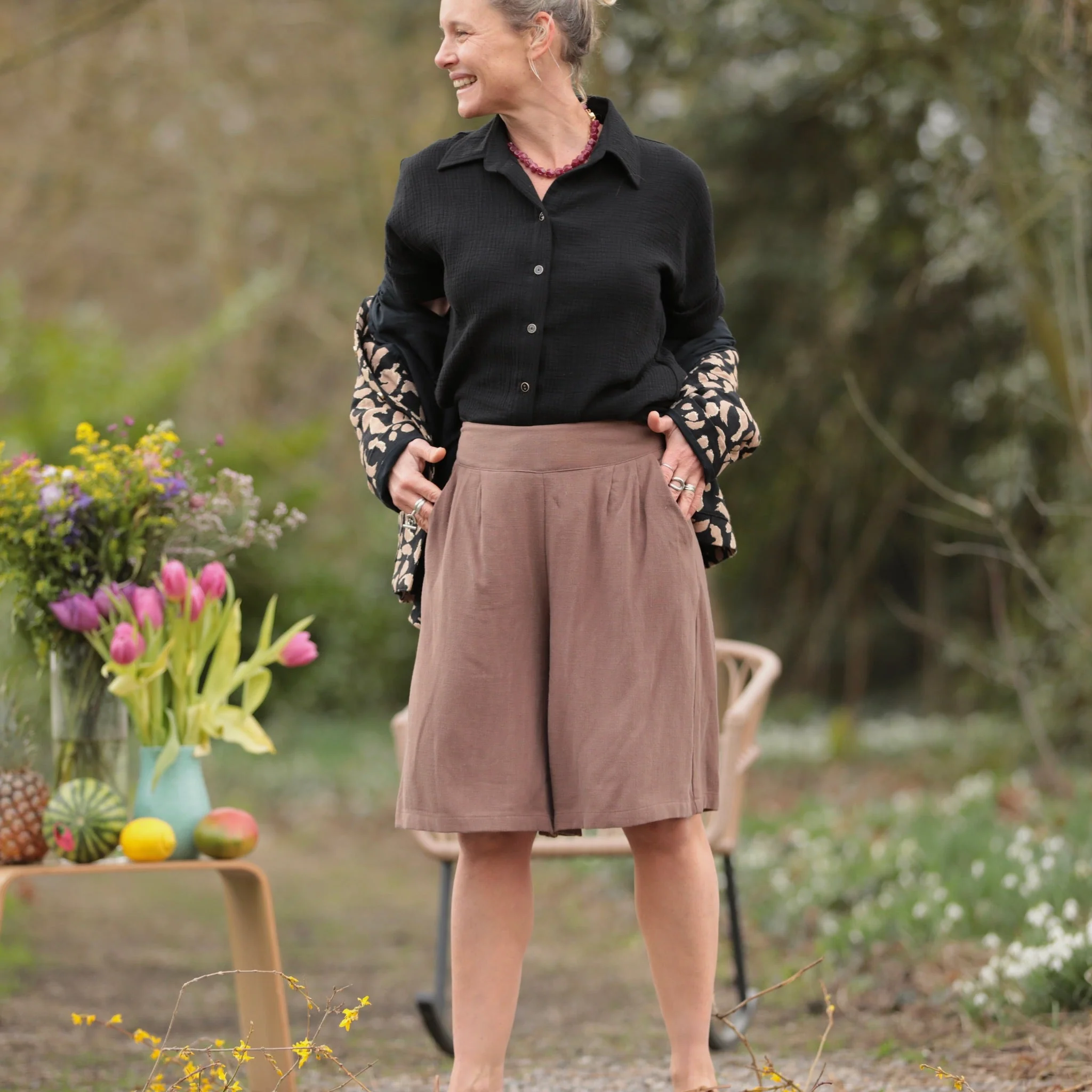 Chemise Honorine - Double gaze de coton noire - Image 3